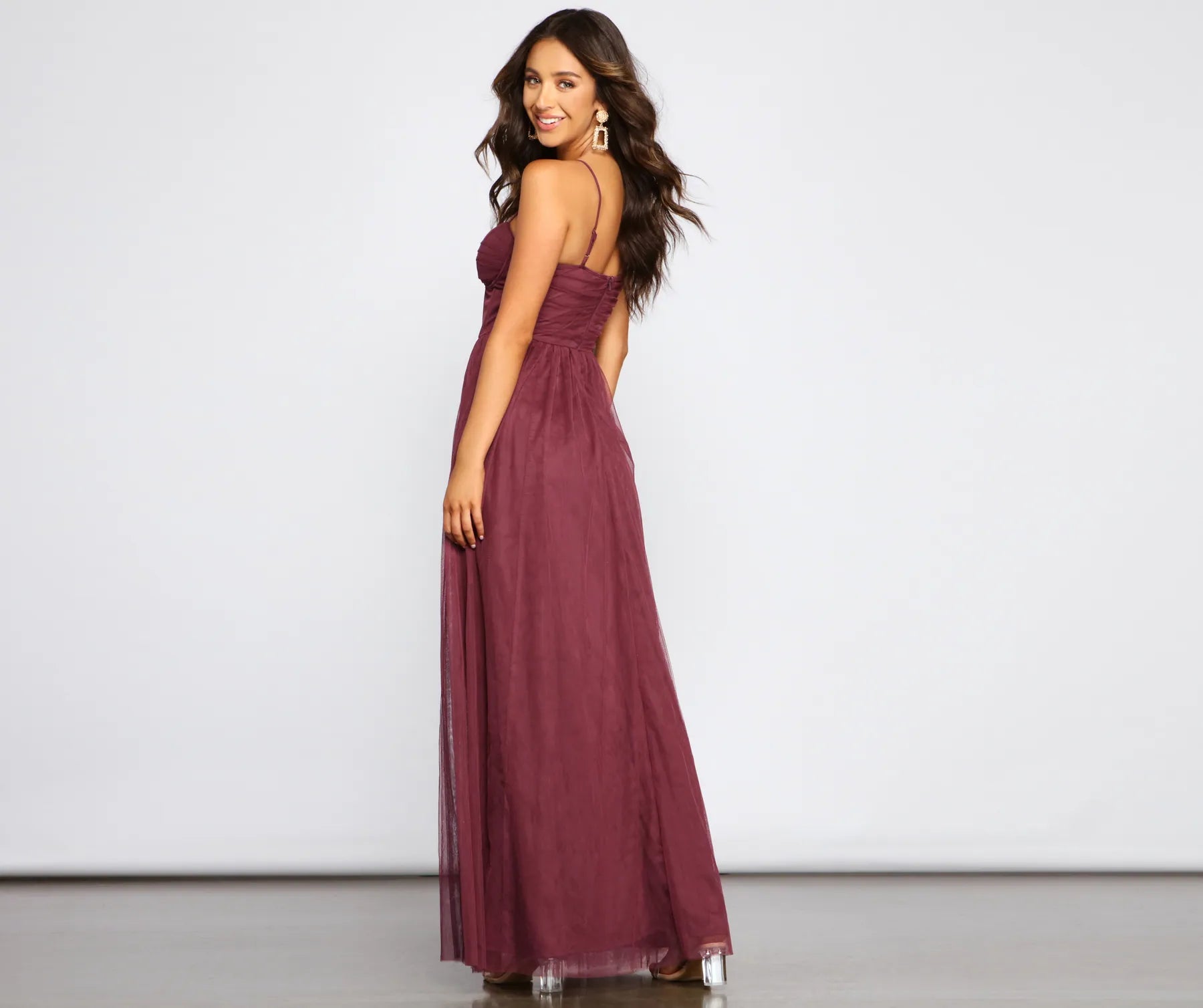 Estelle Formal High Slit A-Line Dress - ROSE