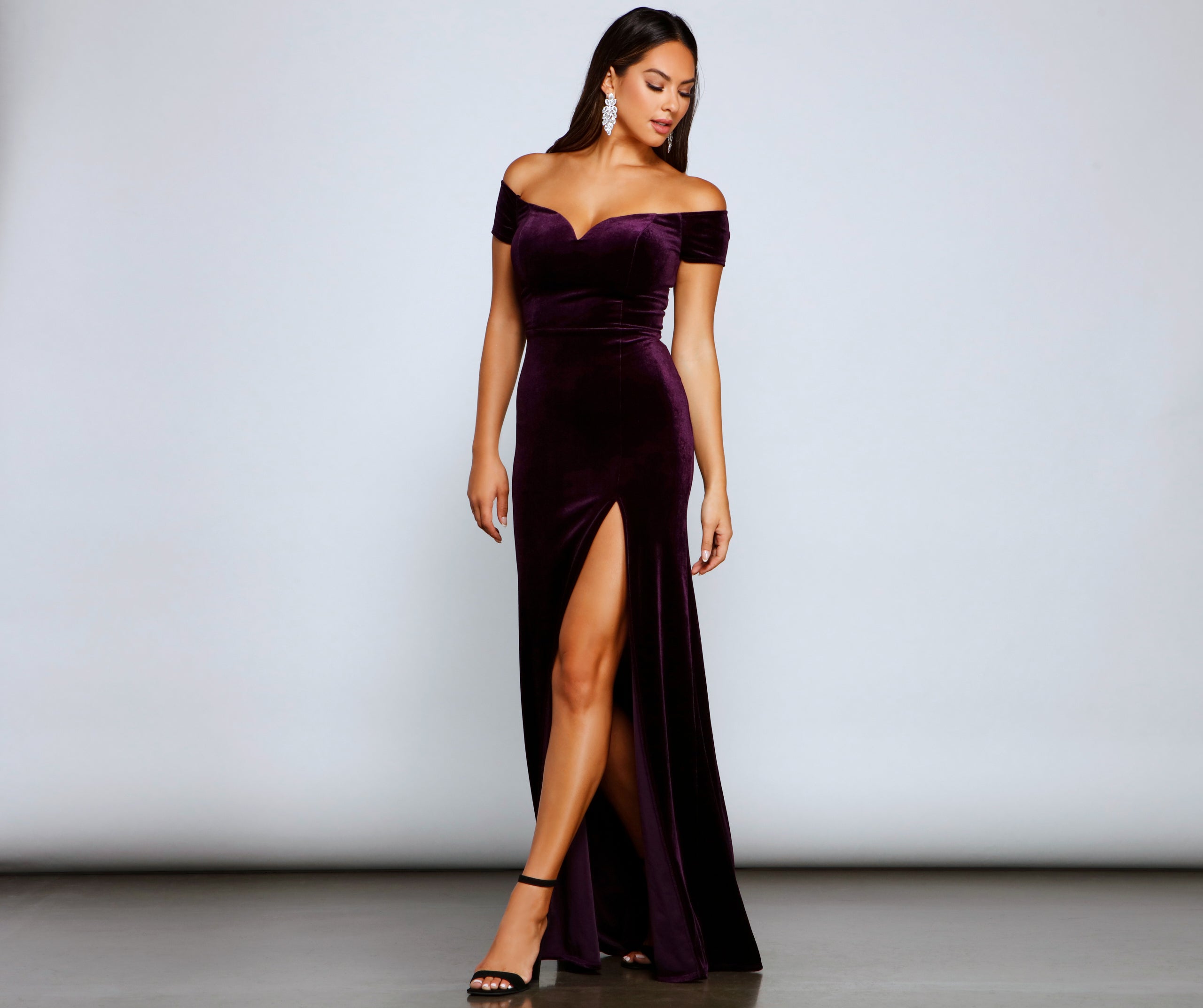 Shania Formal Velvet Sweetheart Dress - PURPLE