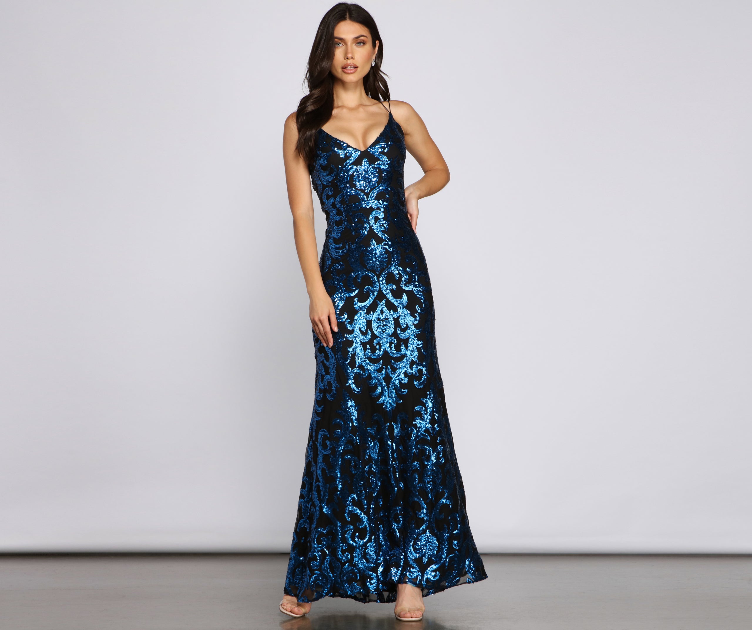 Lila Formal Open-Back Sequin Mermaid Dress - ROYAL