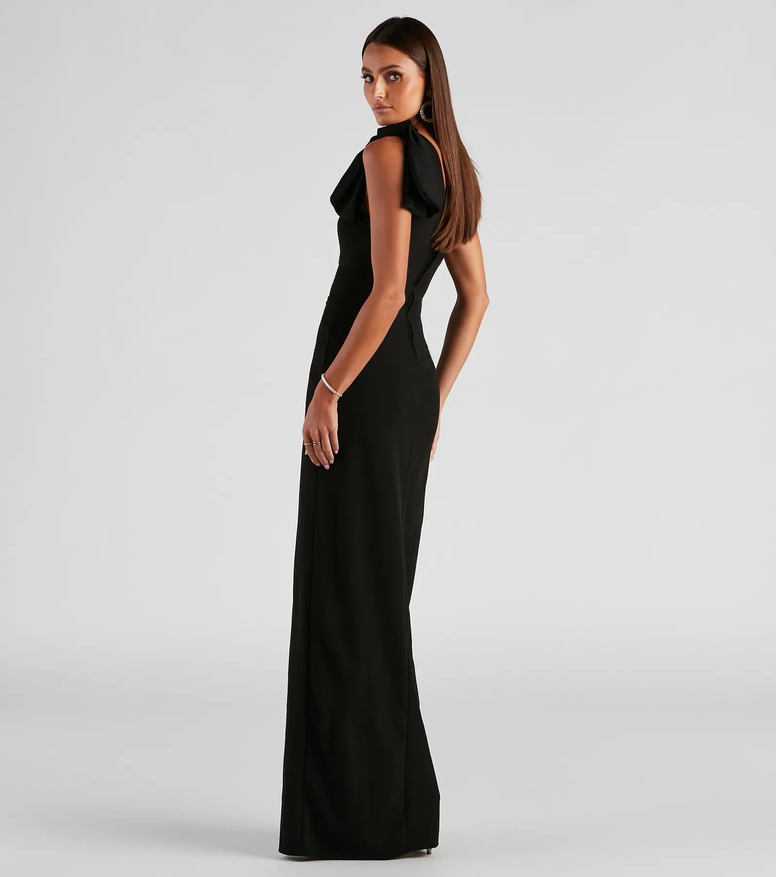 Star Formal One-Shoulder Mermaid Dress - BLACK