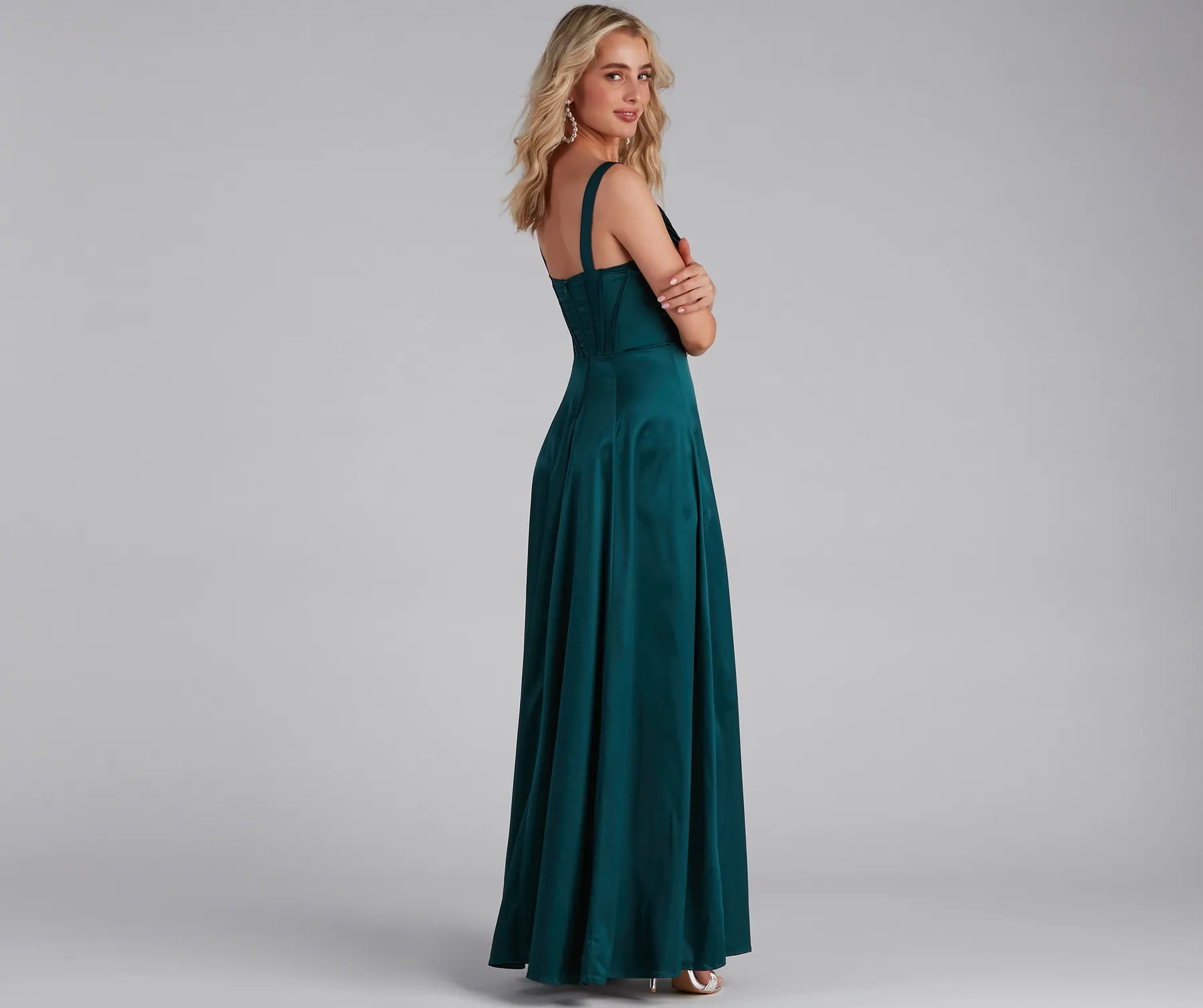 Rae Formal Corset A-Line Dress - HUNTER