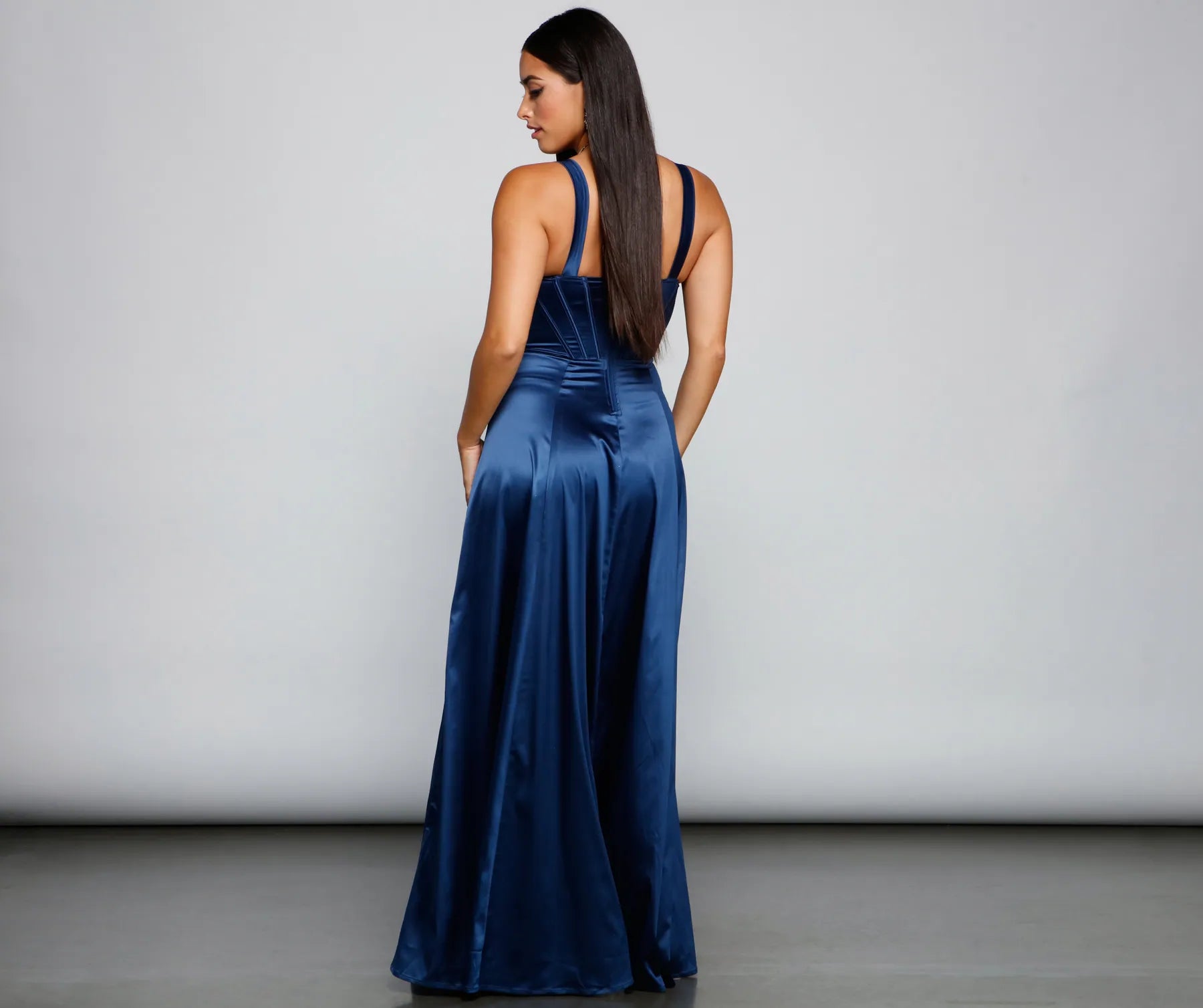 Rae Formal Corset A-Line Dress - NAVY