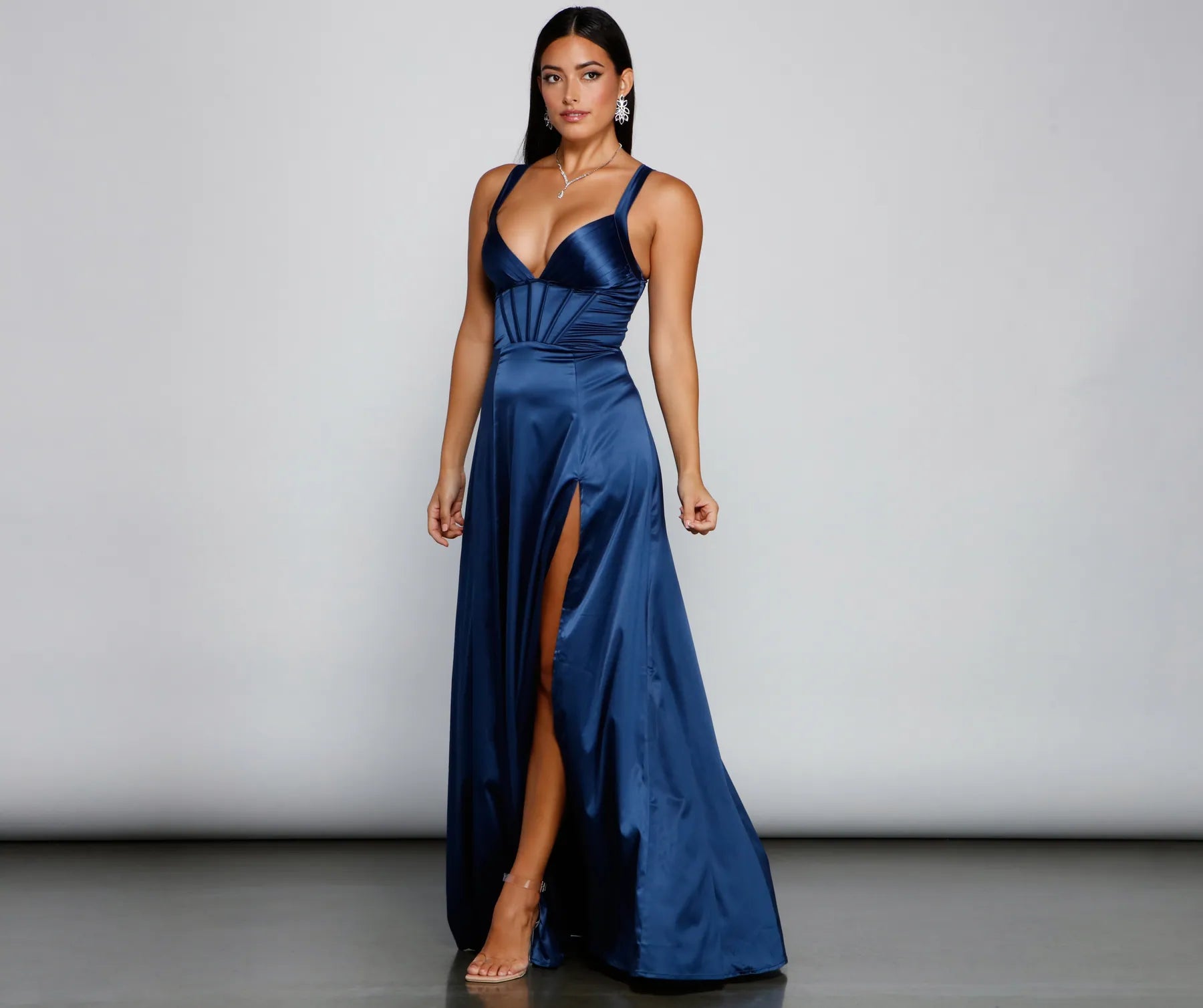 Rae Formal Corset A-Line Dress - NAVY
