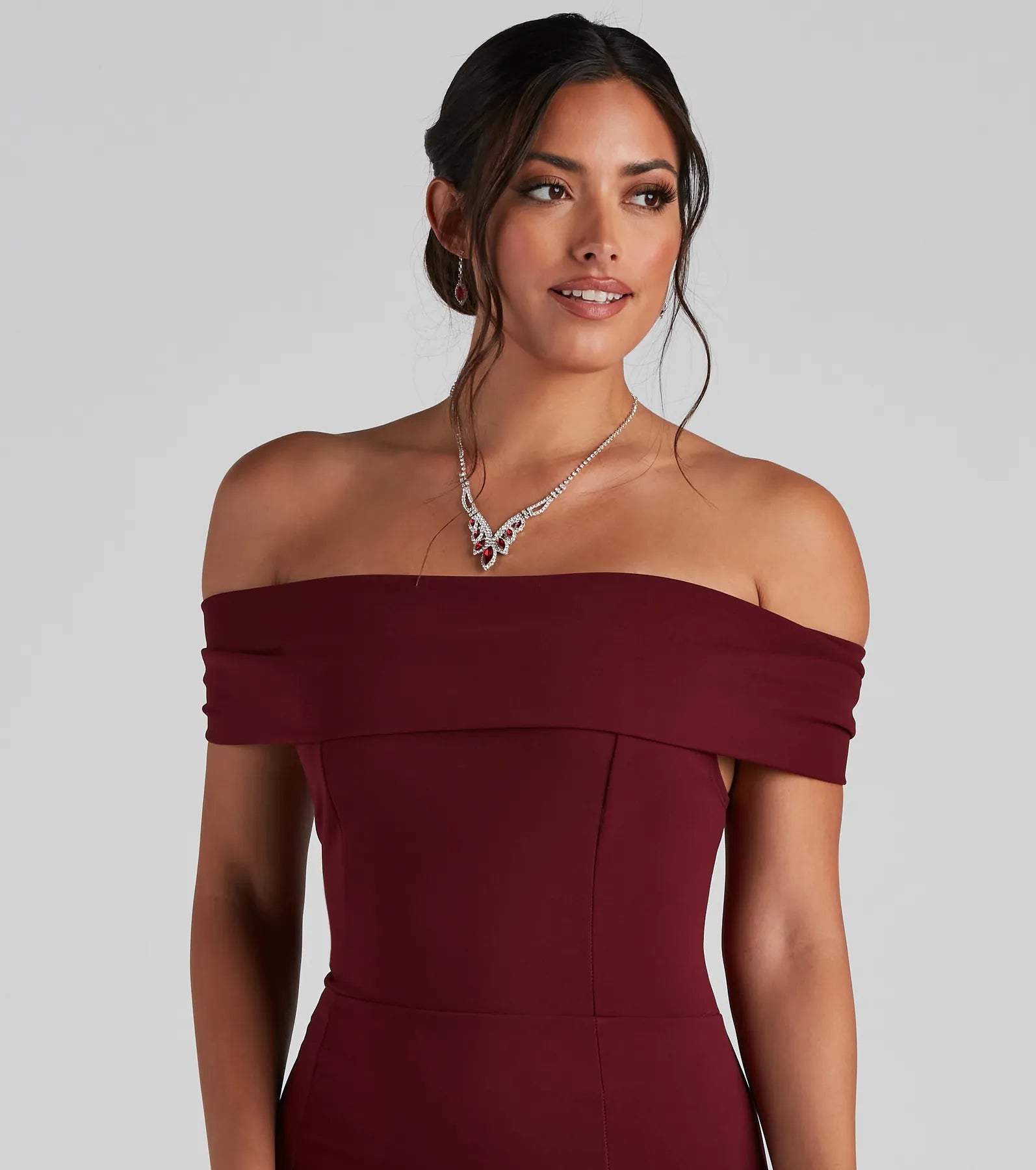 Layci Formal High Slit Dress - WINE