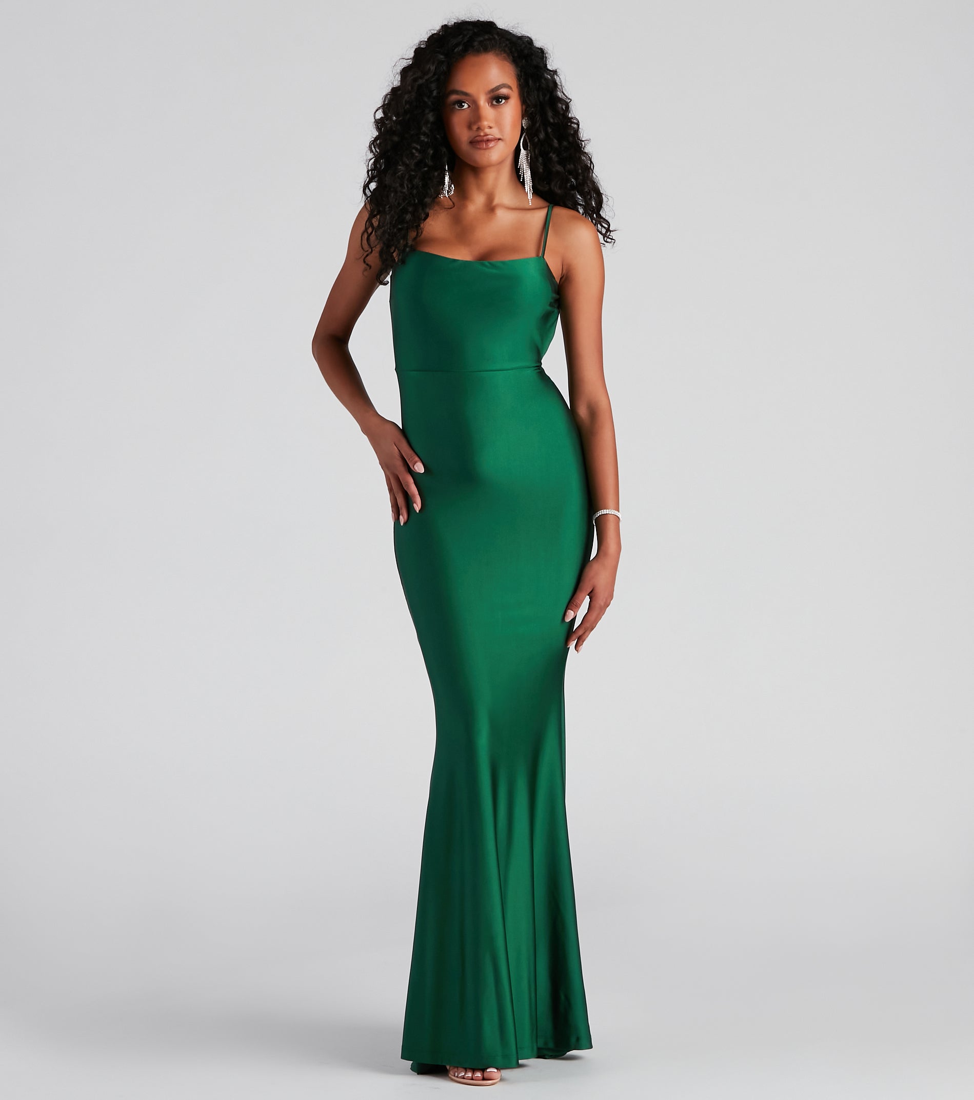 Meadow Formal Open Back Ruffled Dress - HUNTER