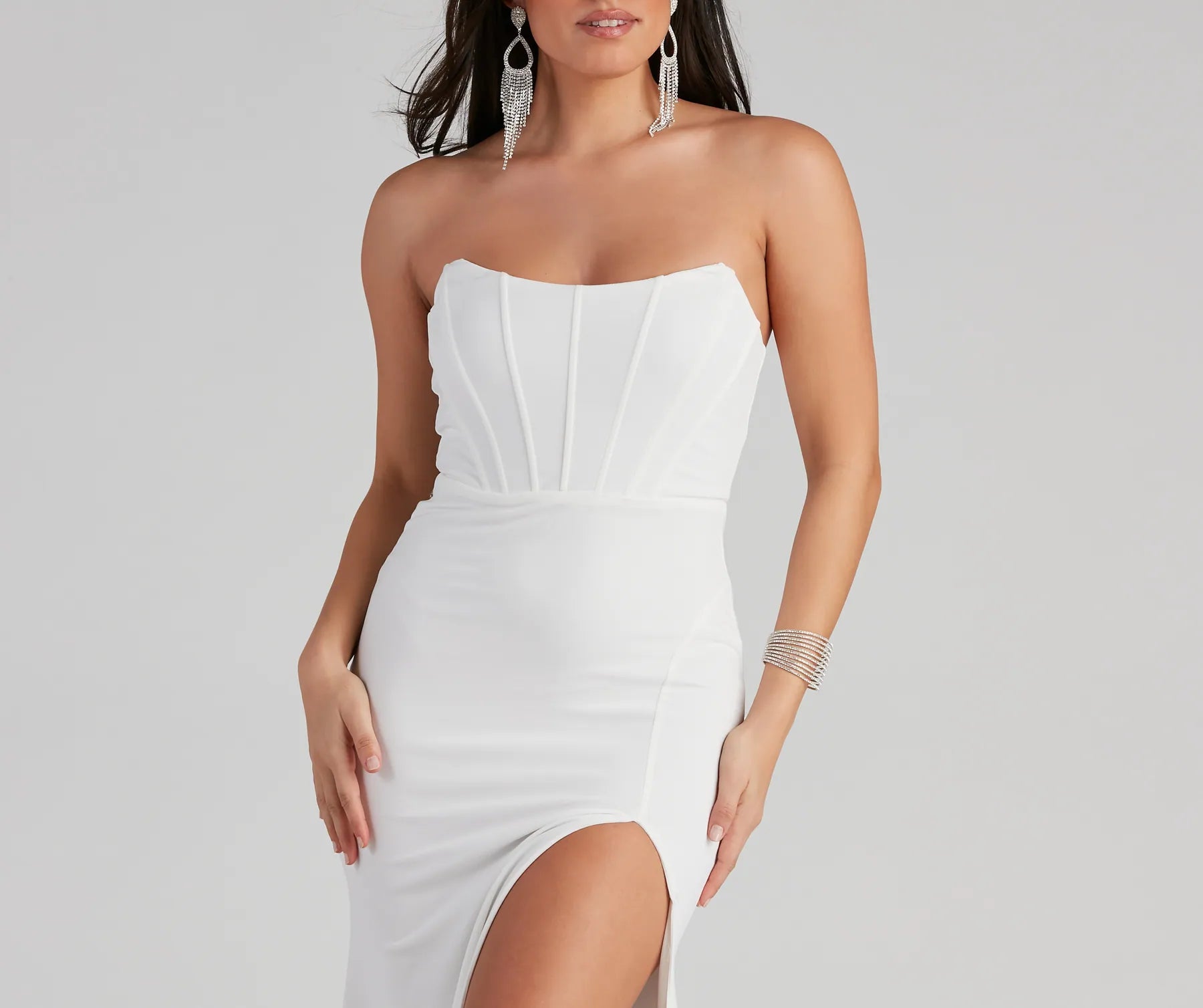 Valentina Formal Corset Mermaid Dress - WHITE