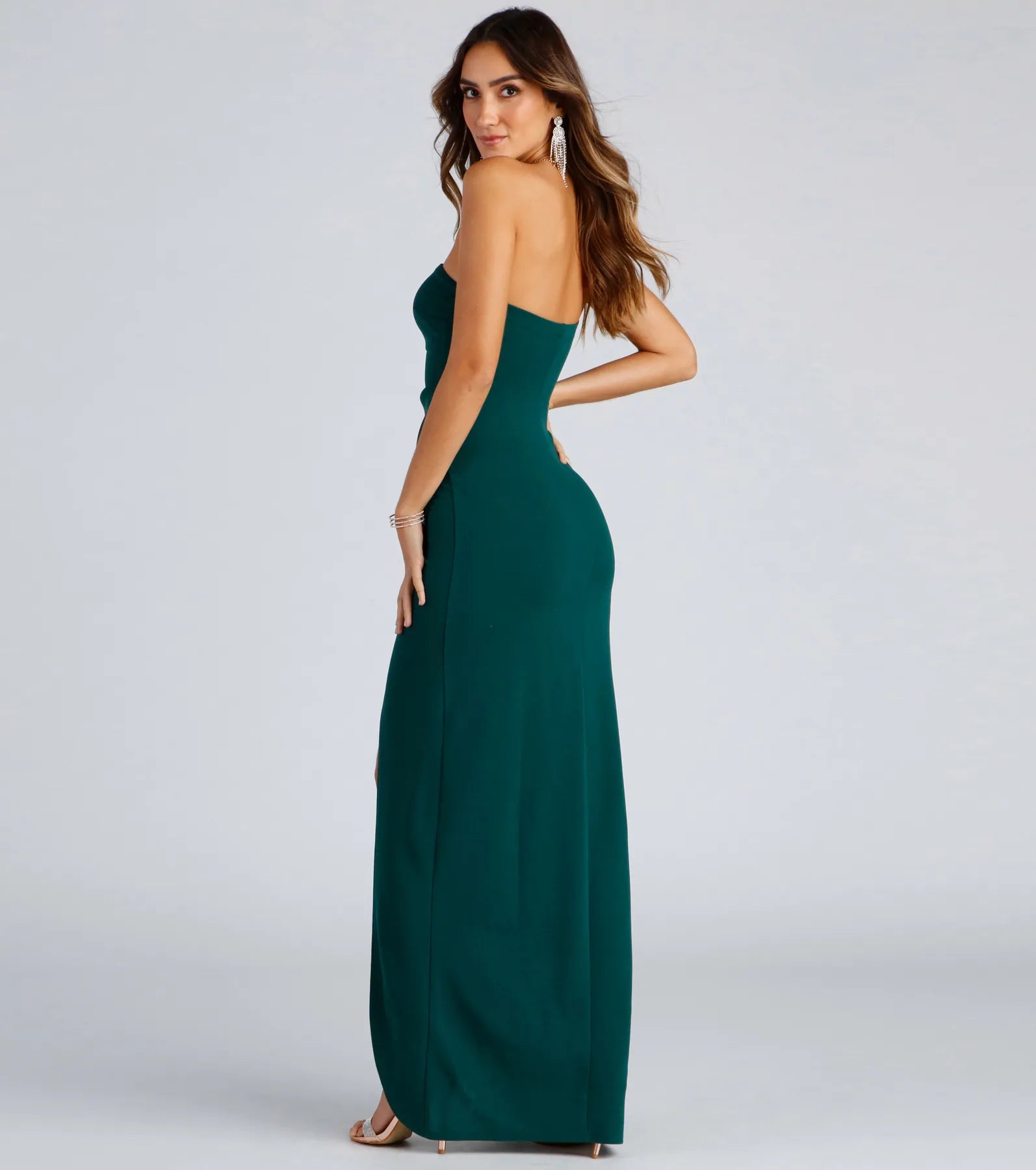 Iris One-Shoulder Crepe Dress - HUNTER-2