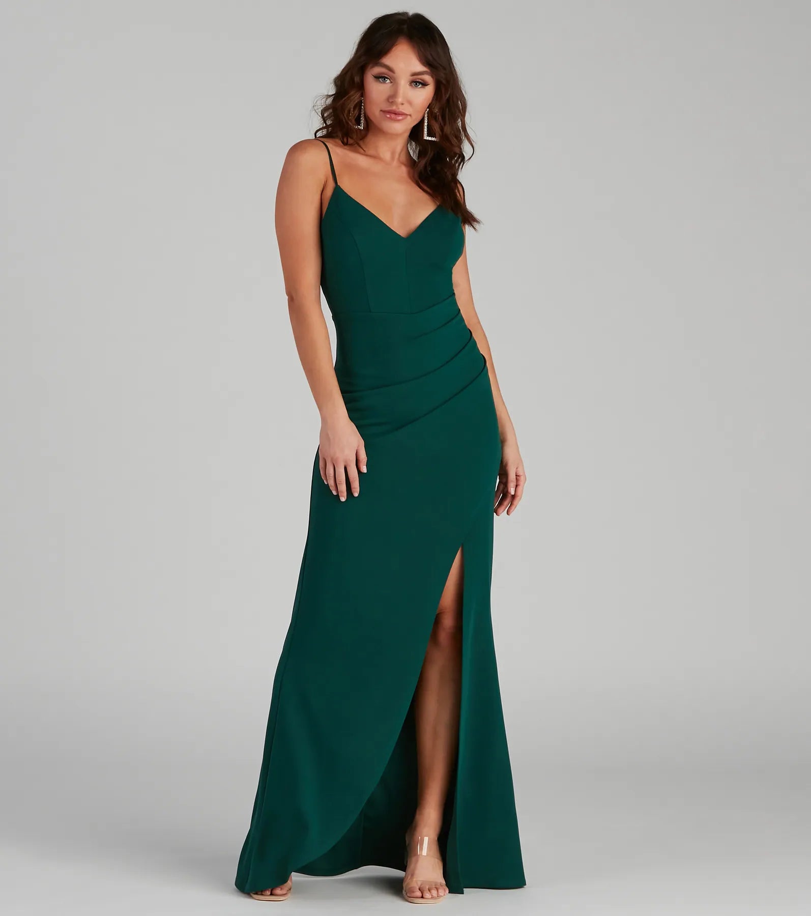 Skyler Formal A-Line Crepe Dress - HUNTER