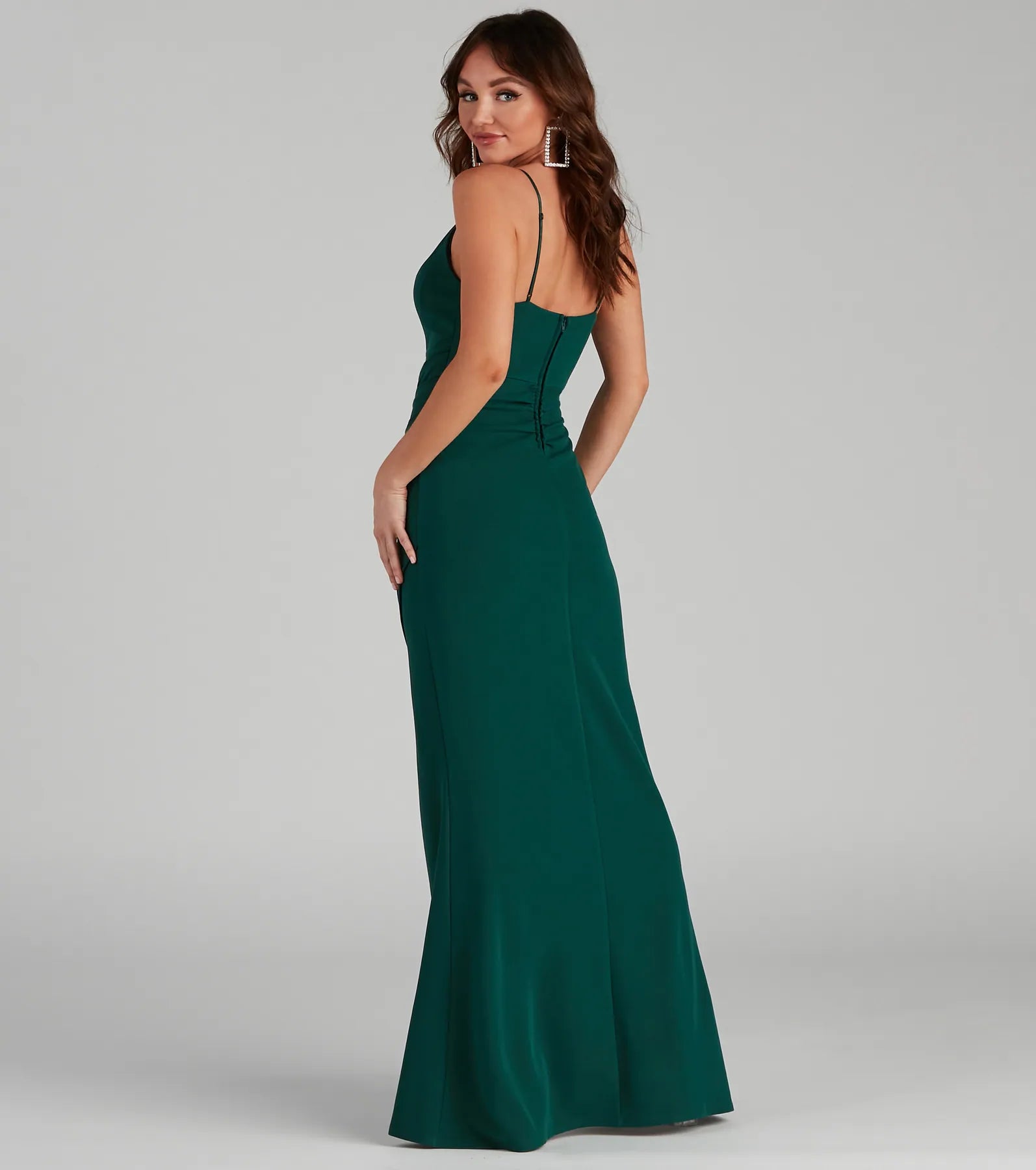 Skyler Formal A-Line Crepe Dress - HUNTER