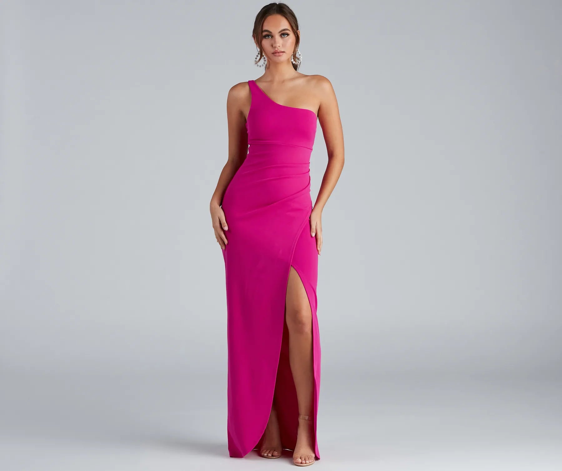 Iris One-Shoulder Crepe Dress - PINK