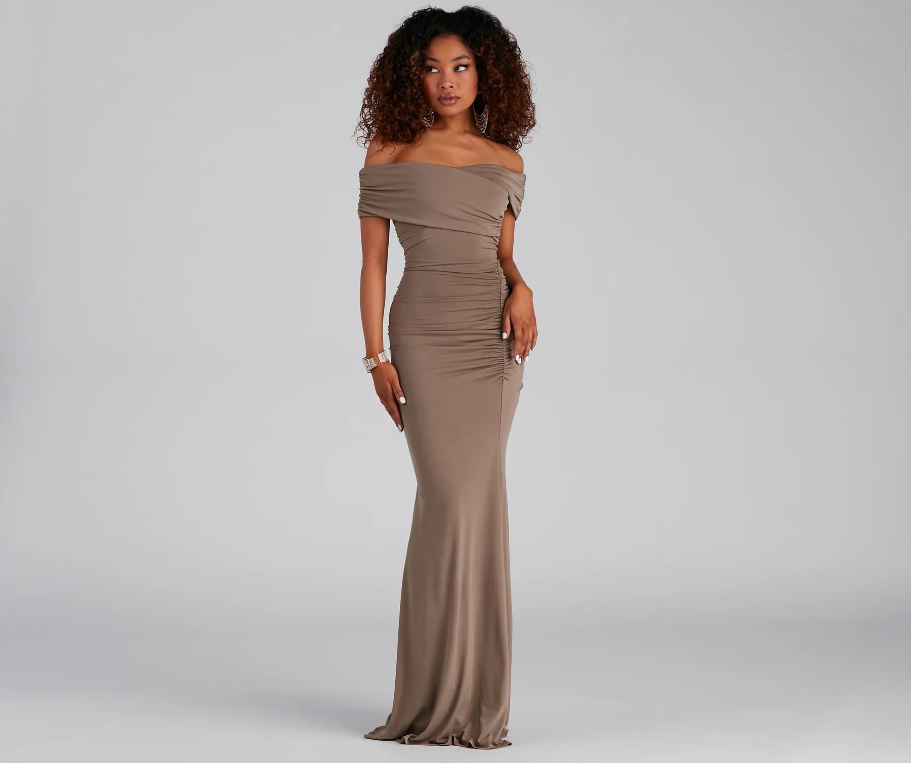 Layne Off-The-Shoulder Mermaid Formal Dress - NUDE