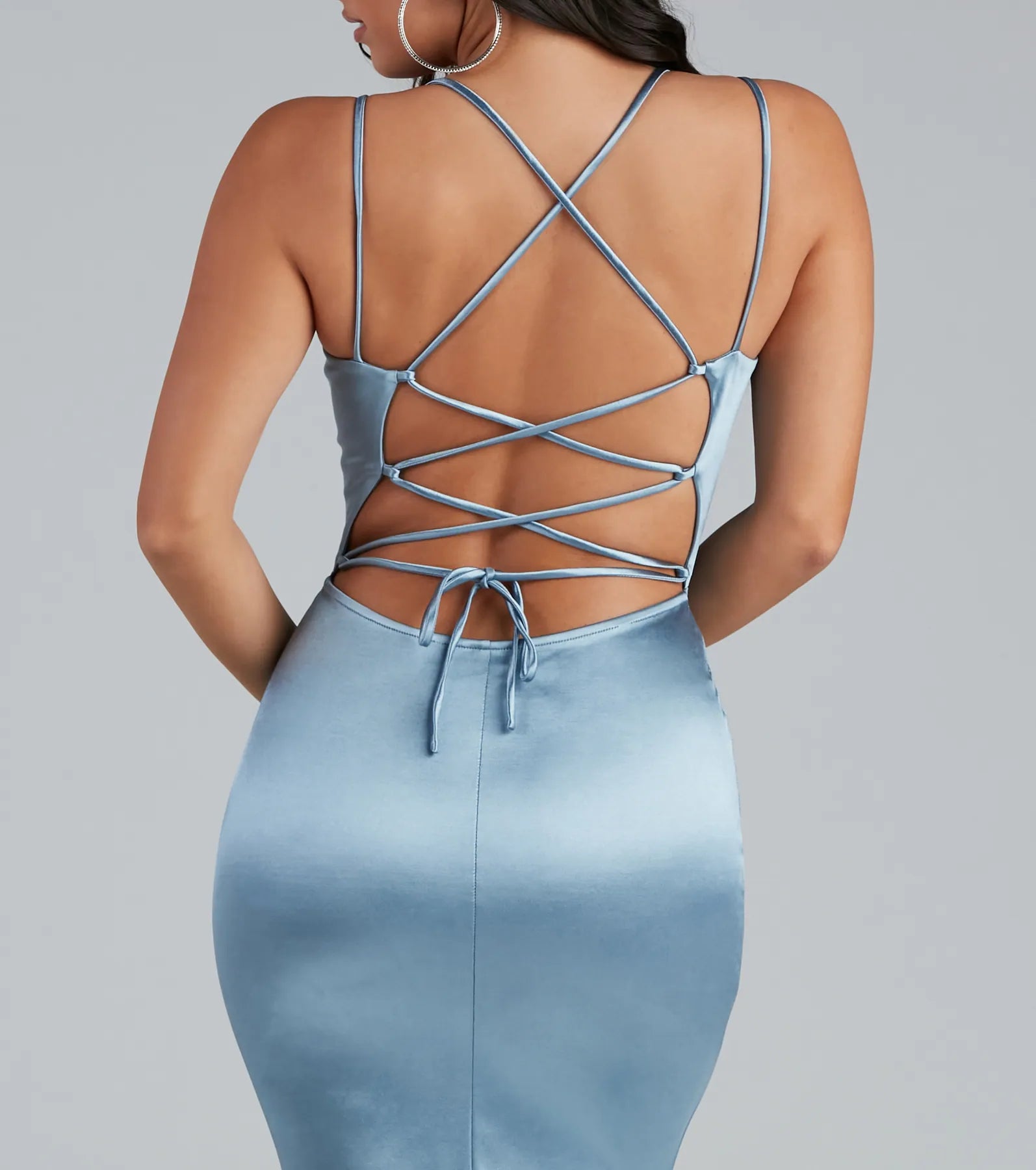 Heidi Formal Lattice Dress - LIGHT BLUE