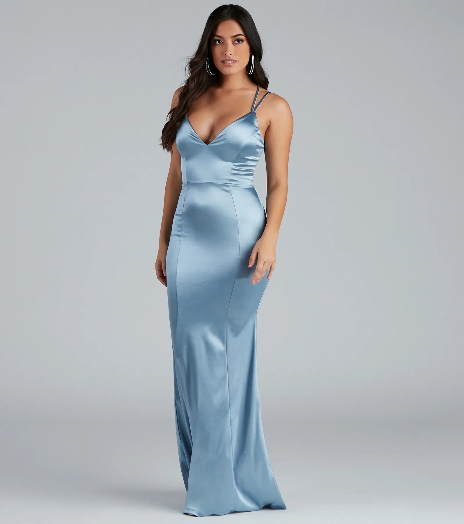 Heidi Formal Lattice Dress - LIGHT BLUE