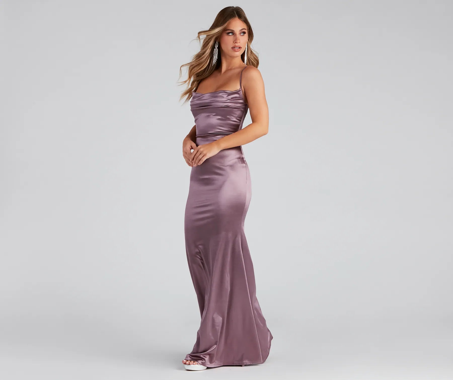 Nahla Formal Satin Mermaid Dress - LAVENDER