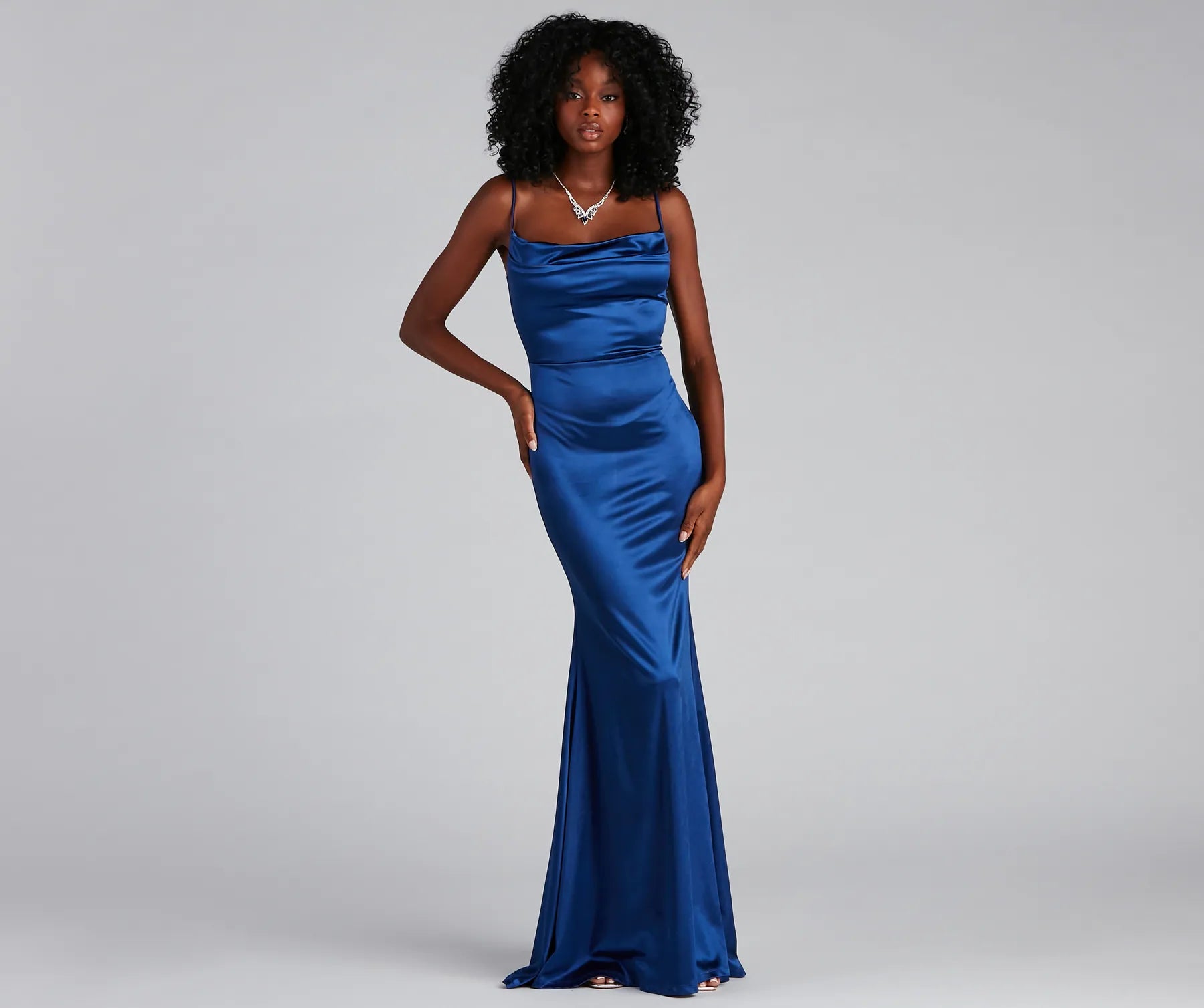 Nahla Formal Satin Mermaid Dress - ROYAL