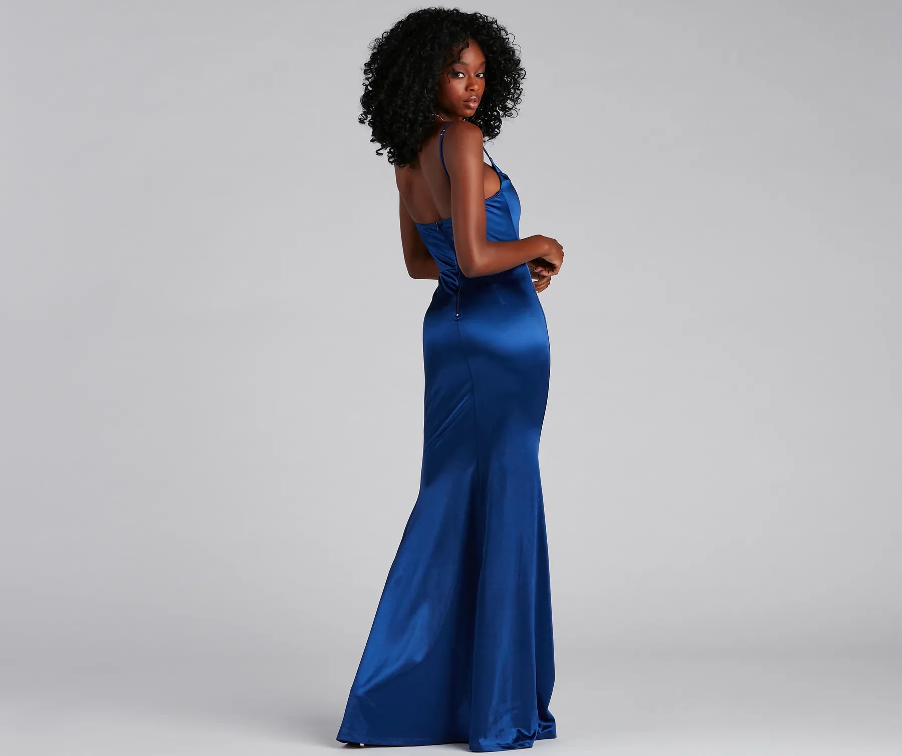 Nahla Formal Satin Mermaid Dress - ROYAL