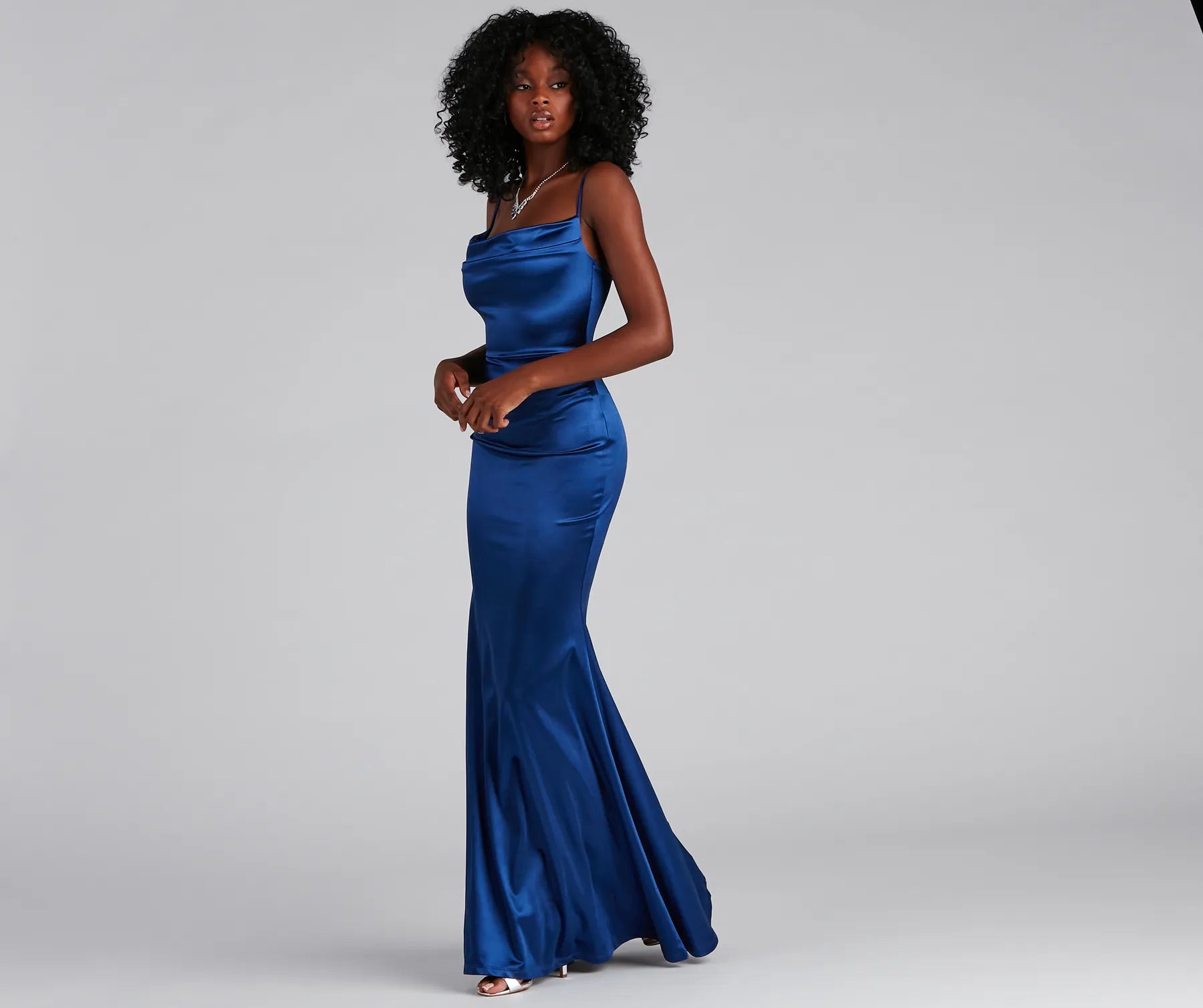 Nahla Formal Satin Mermaid Dress - ROYAL