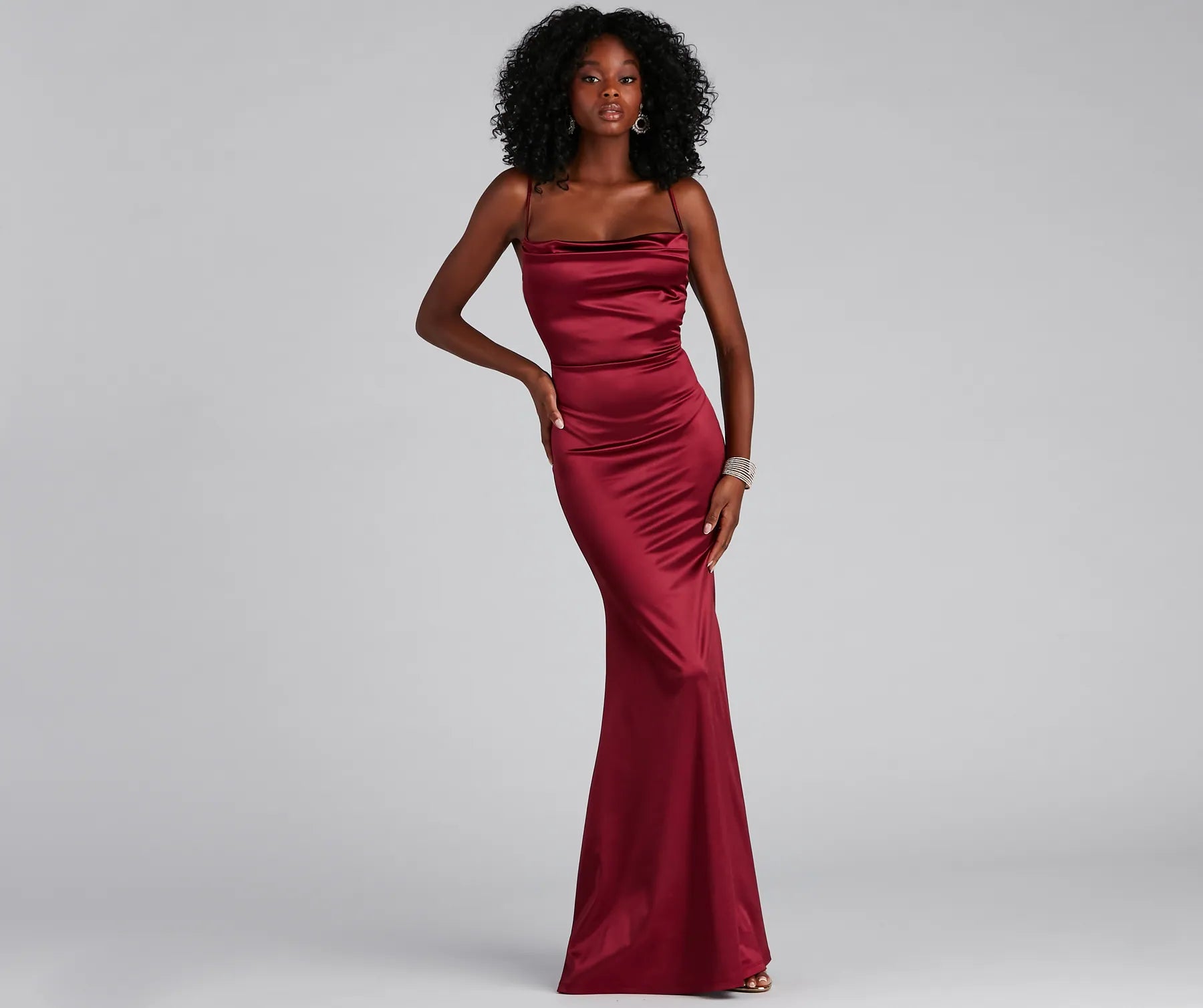 Nahla Formal Satin Mermaid Dress - MAROON