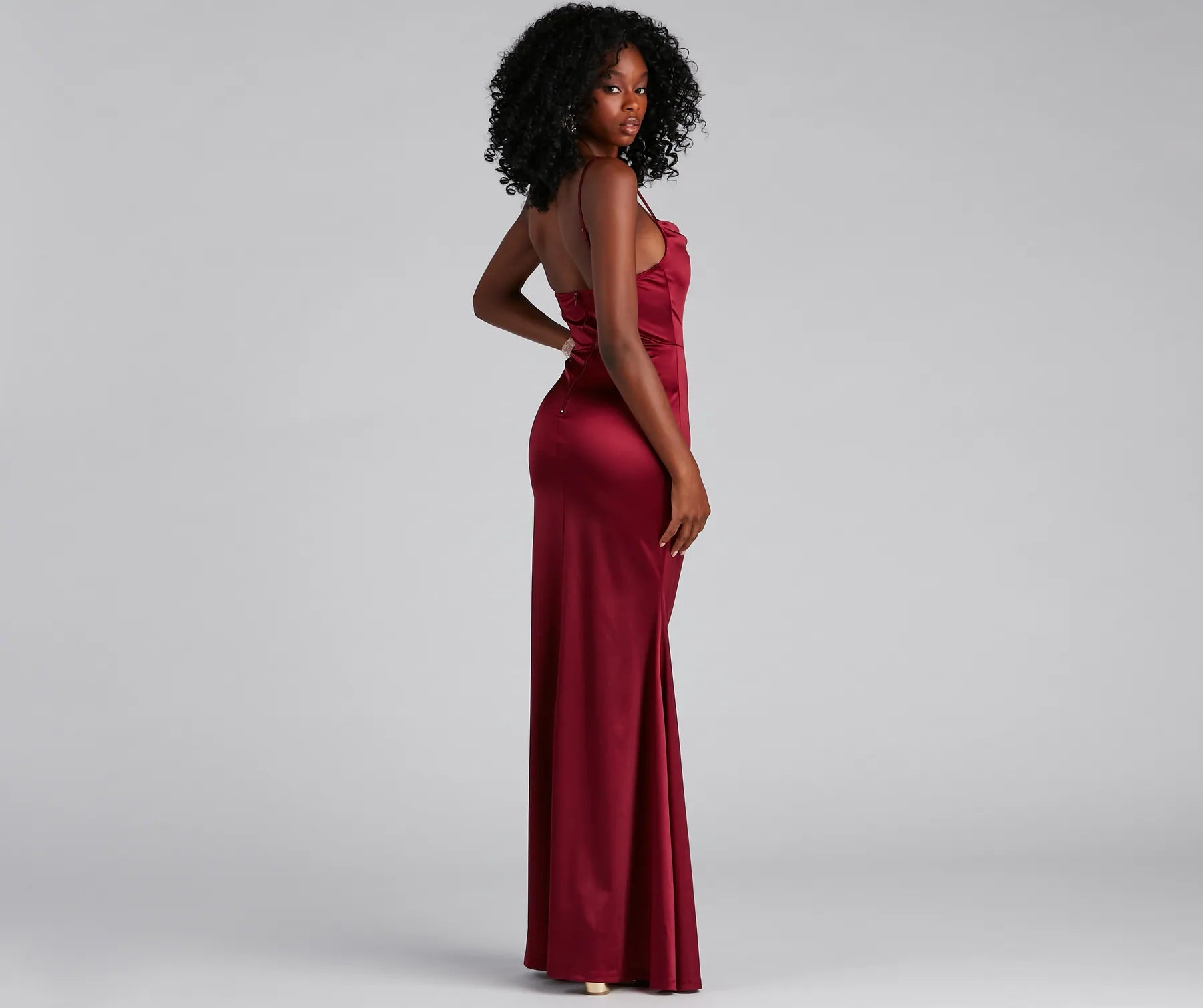 Nahla Formal Satin Mermaid Dress - MAROON