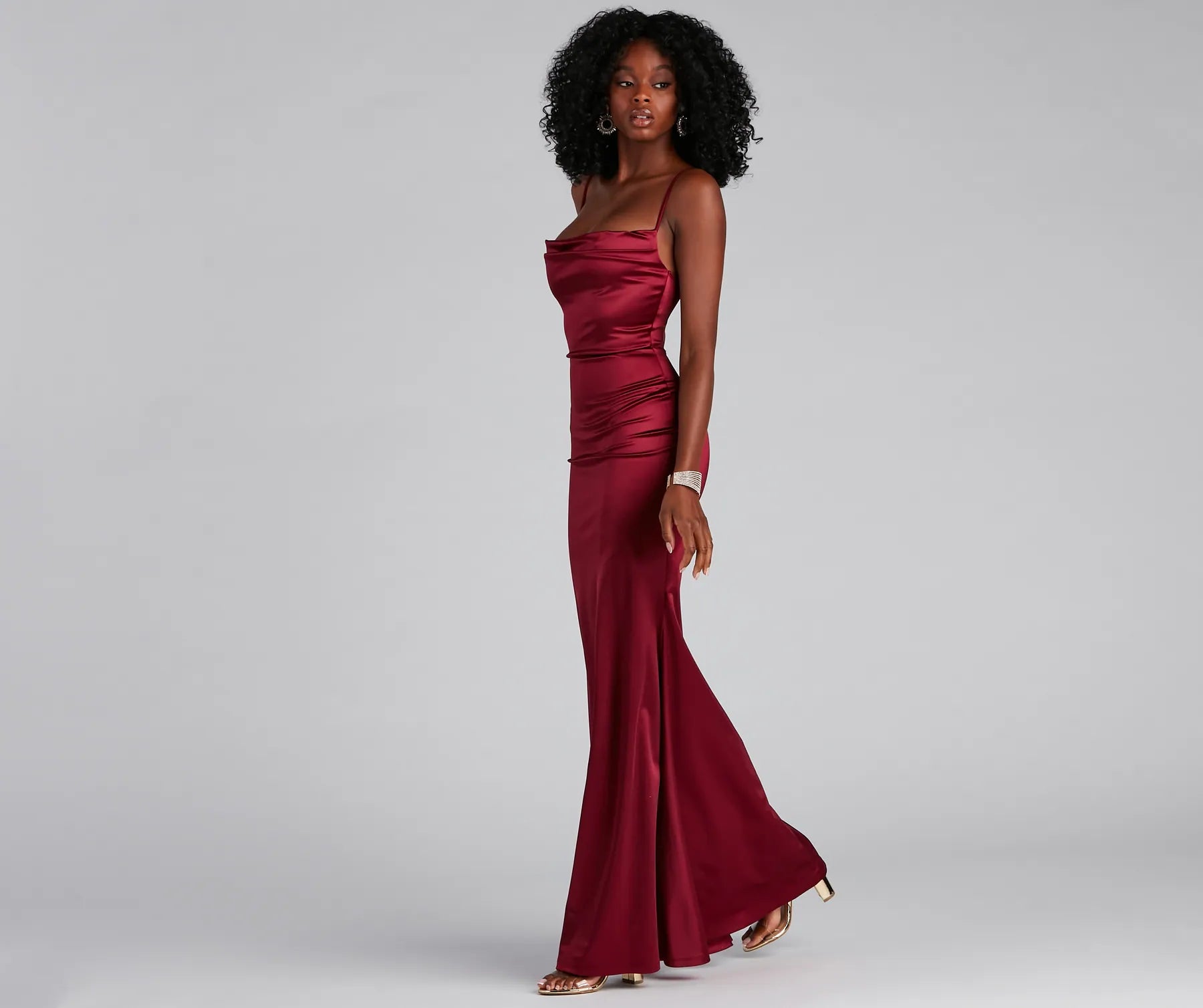 Nahla Formal Satin Mermaid Dress - MAROON