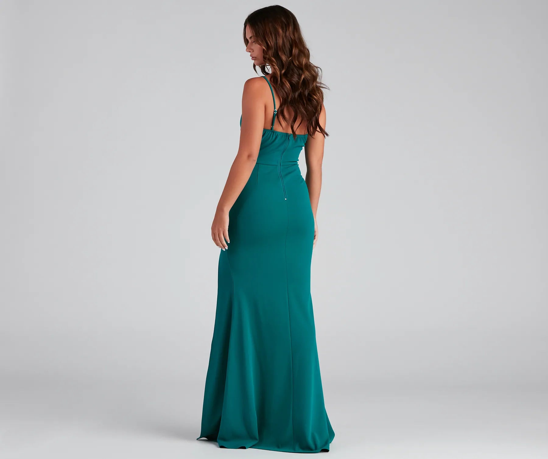Fiona Formal One-Shoulder High Slit Dress - TEAL