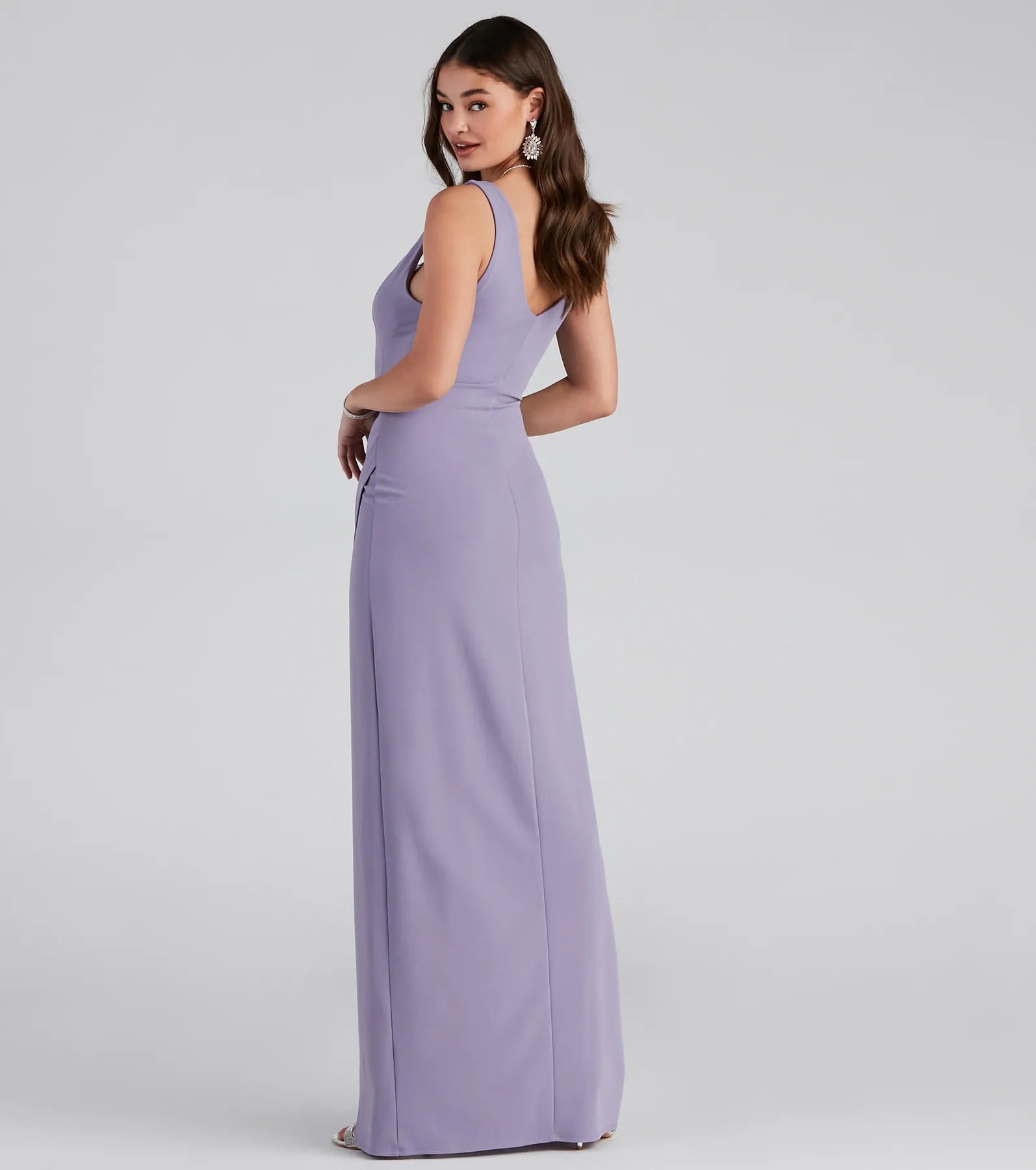 Viv Formal Crepe Wrap Dress - LAVENDER