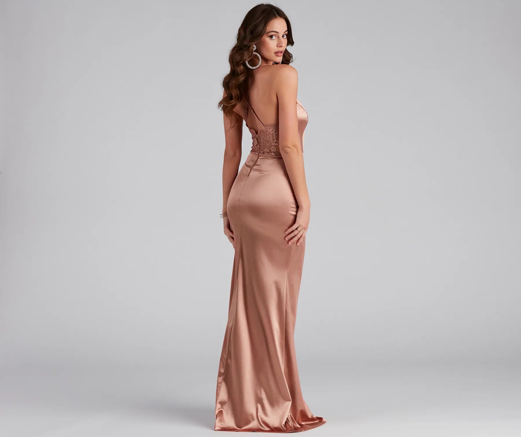Abigail Ruched Satin Mermaid Dress - ROSE GOLD
