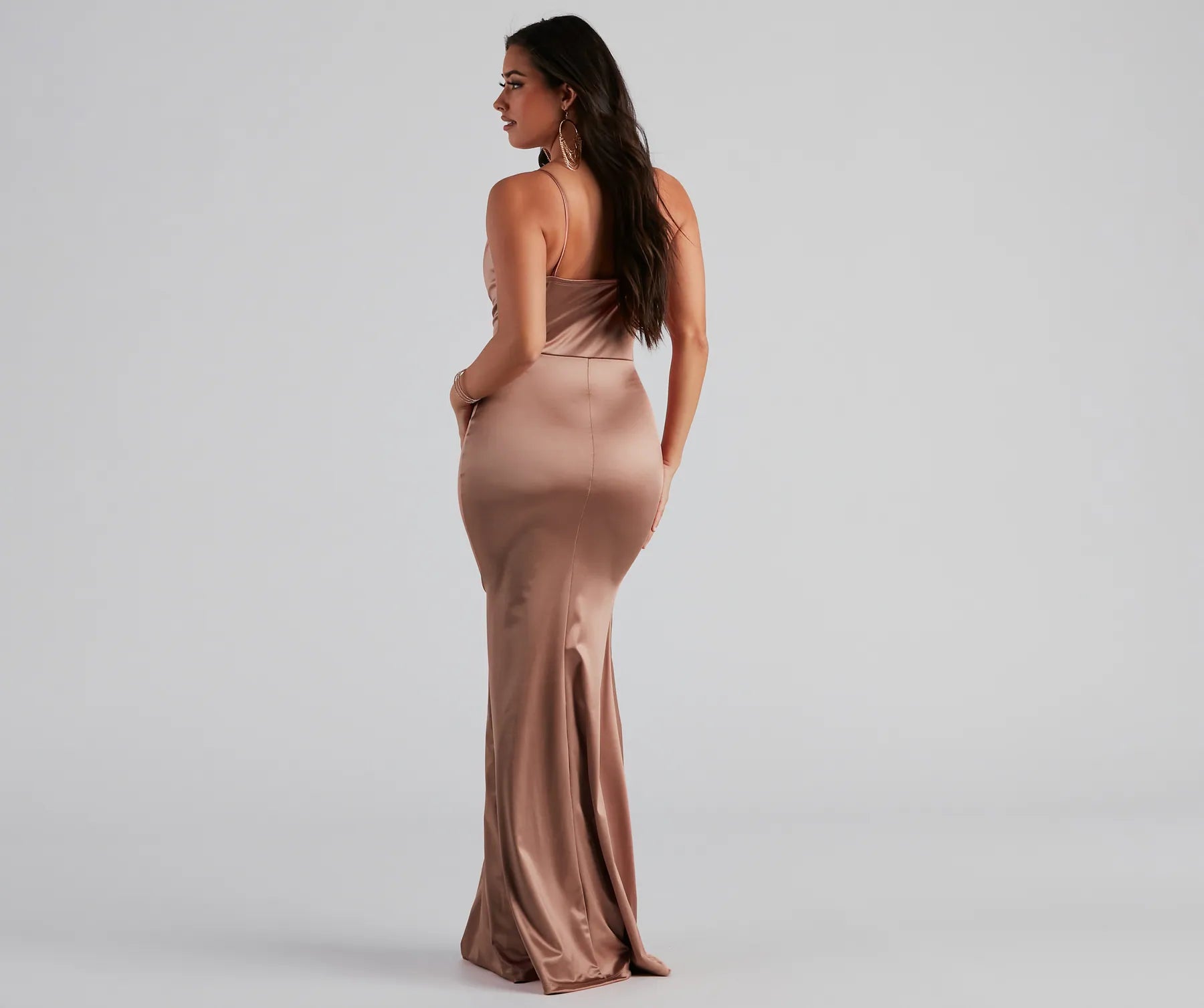 Nala Cowl Neck Satin Dress - NATURAL