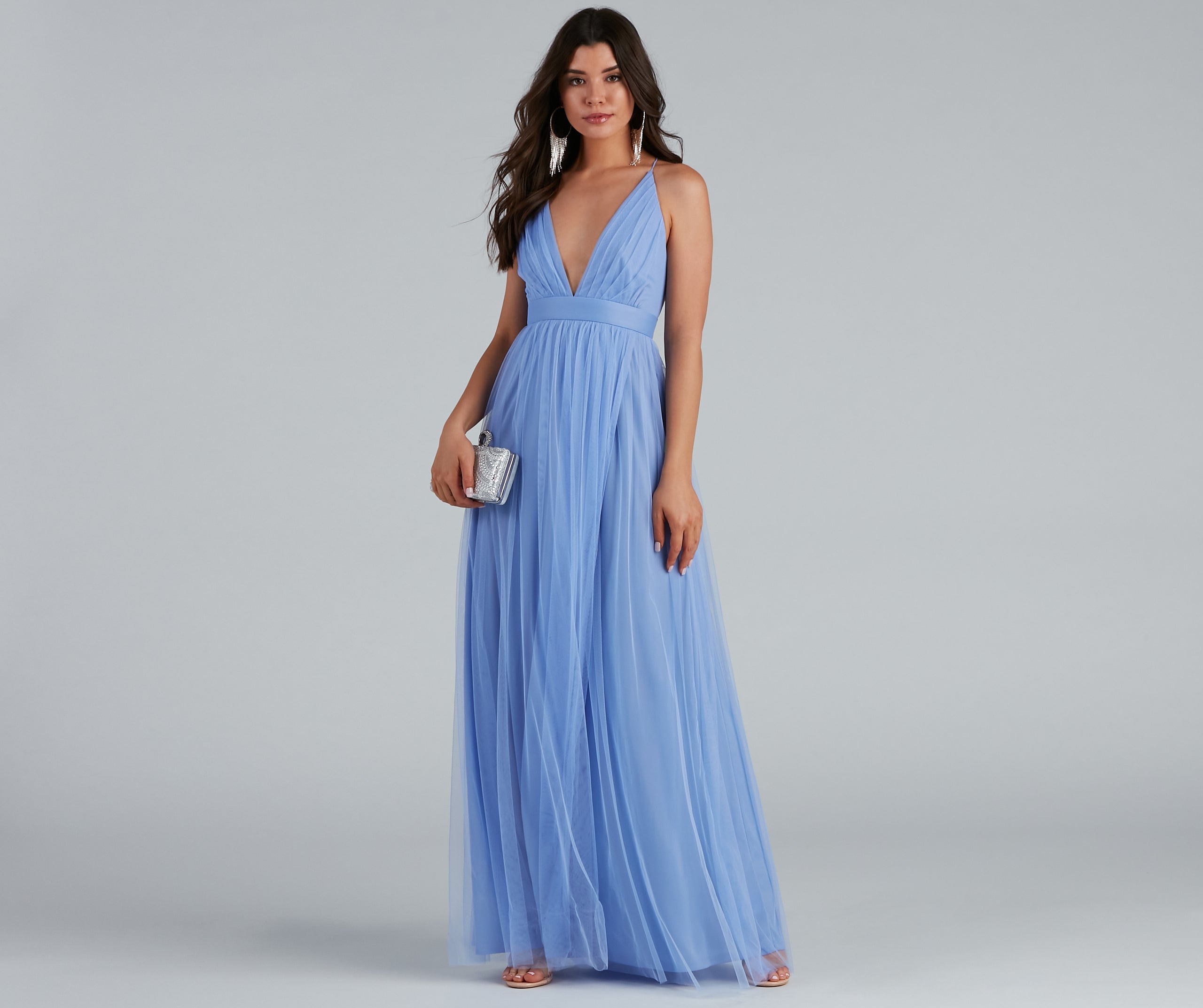 Shay A-Line Tulle Formal Dress - PERIWINKLE