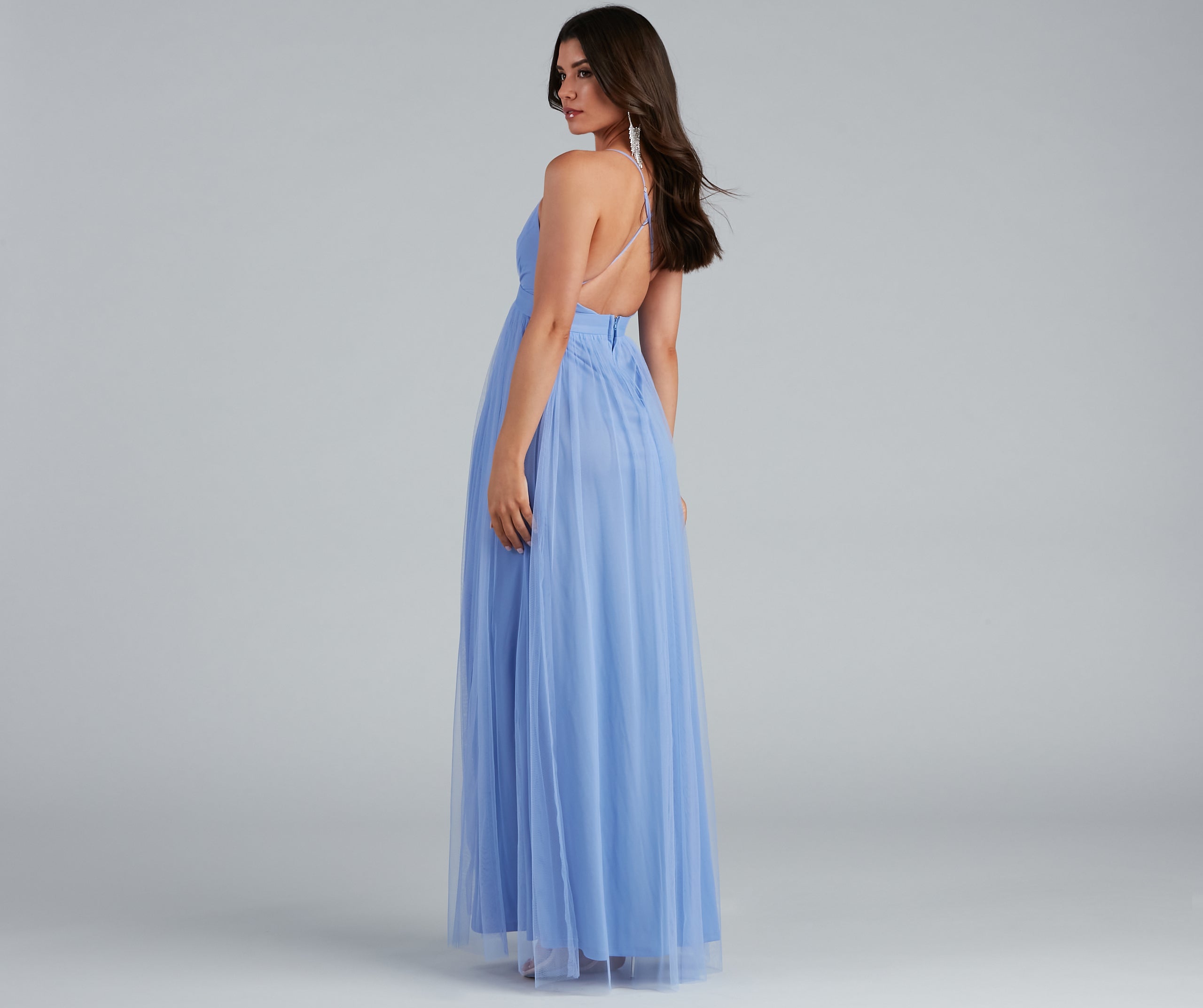 Shay A-Line Tulle Formal Dress - PERIWINKLE