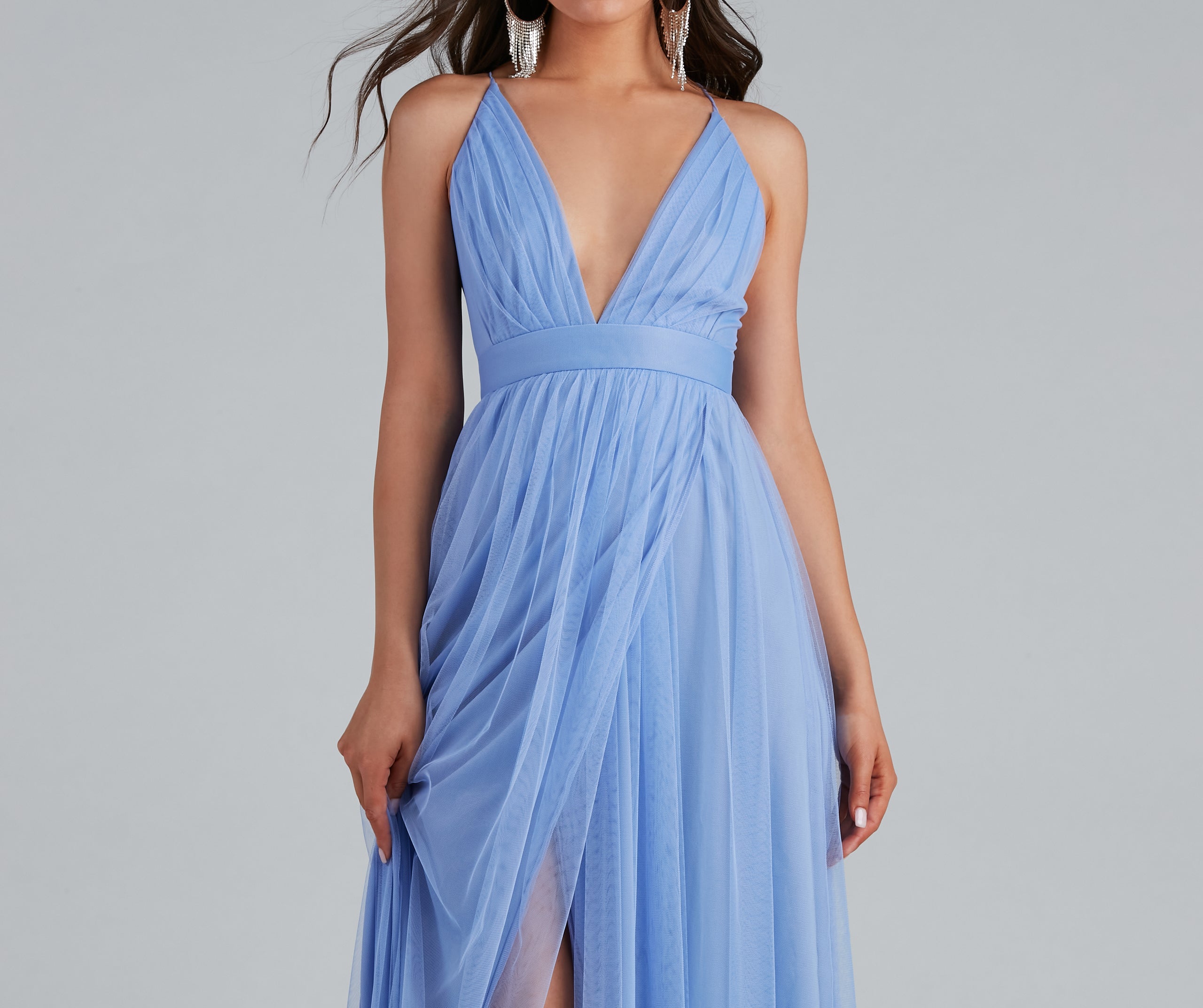 Shay A-Line Tulle Formal Dress - PERIWINKLE