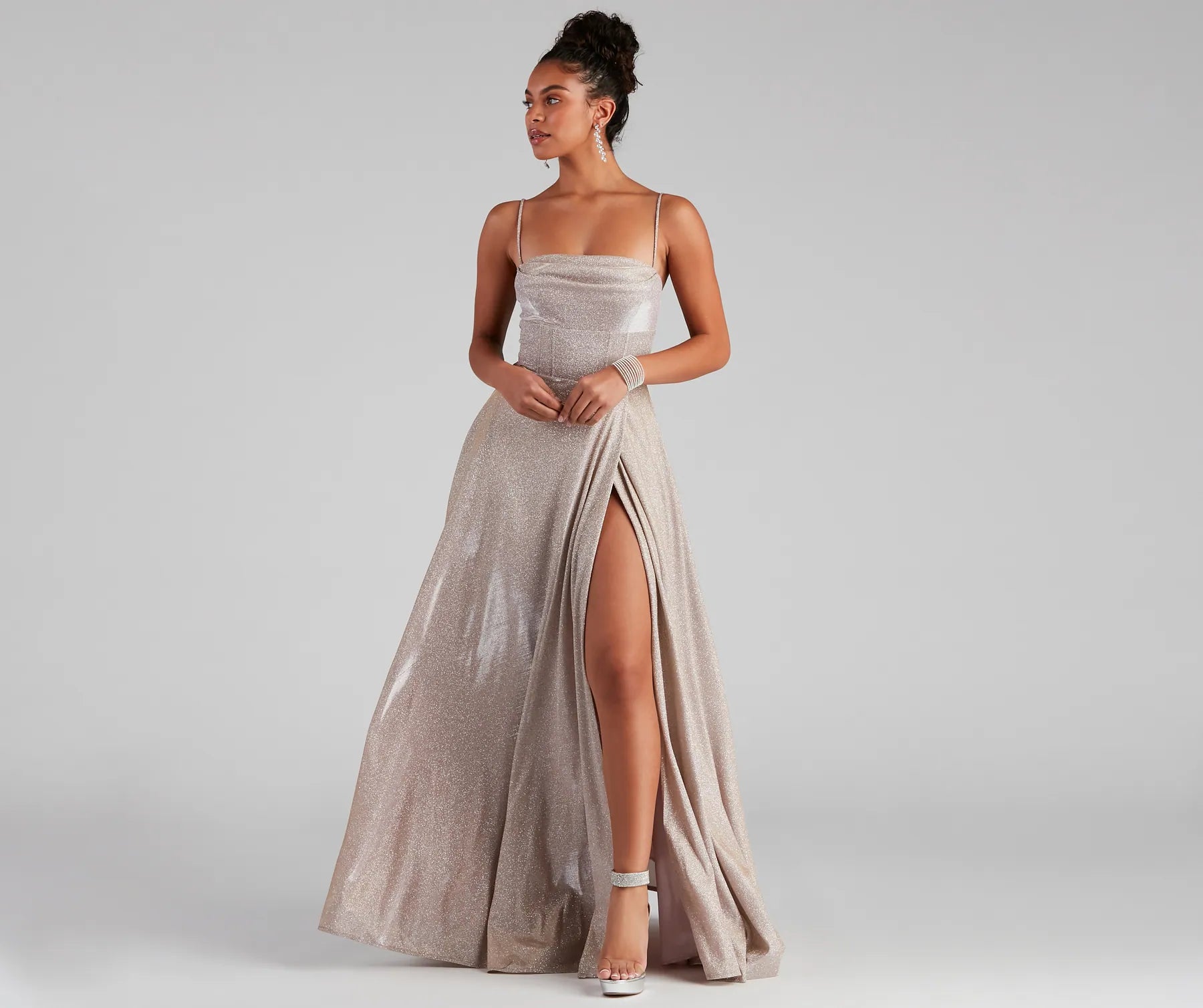 Denice Corset A-Line Wrap Formal Dress - NUDE