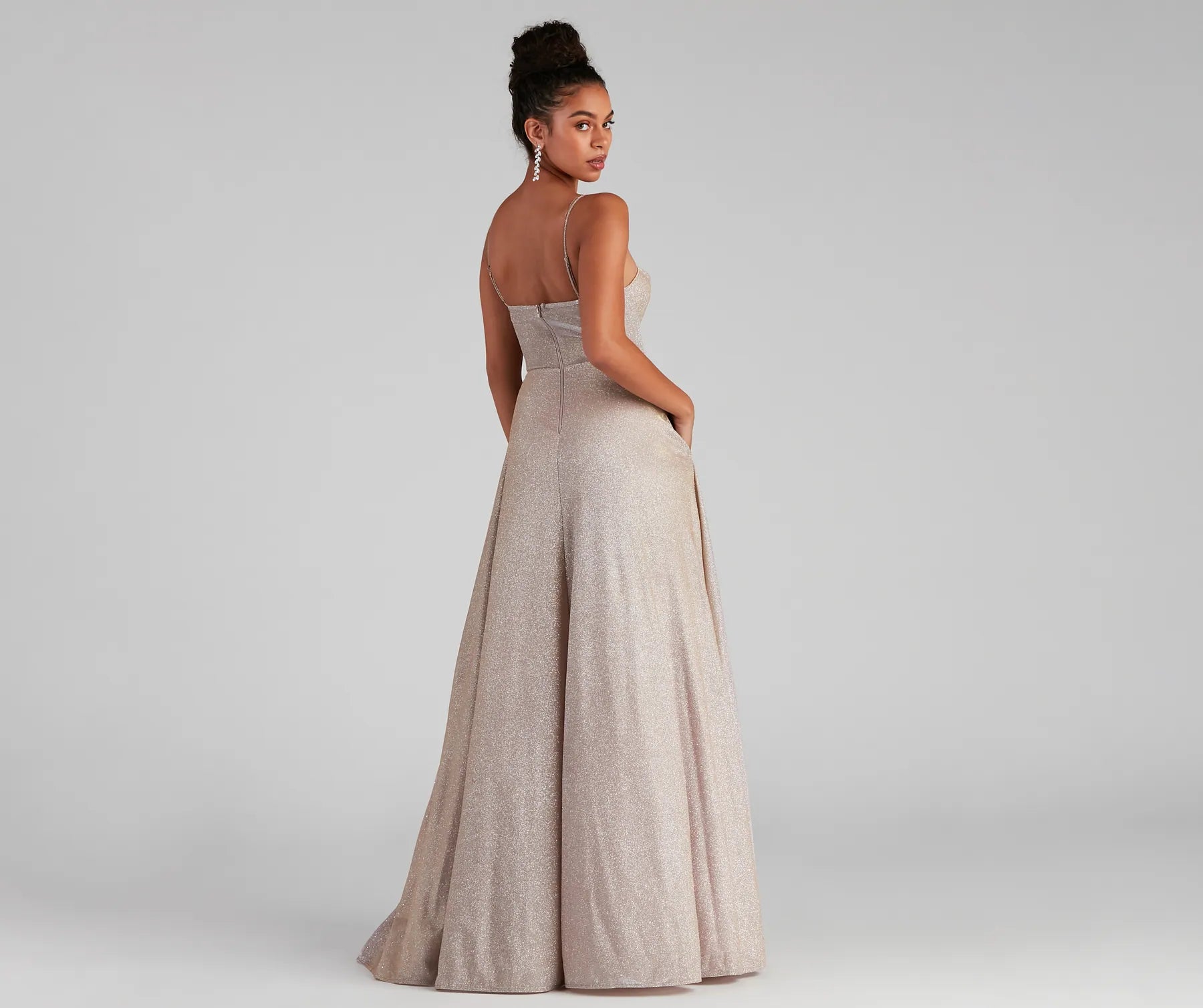 Denice Corset A-Line Wrap Formal Dress - NUDE