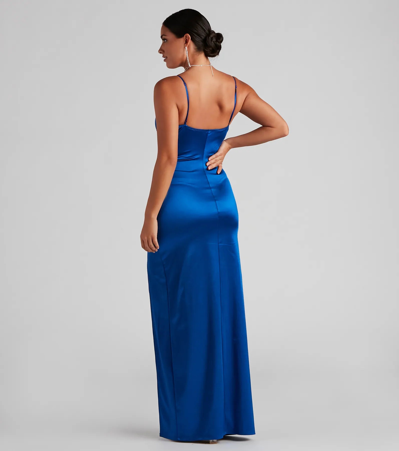 Jolina Wrap Skirt Satin Dress - ROYAL