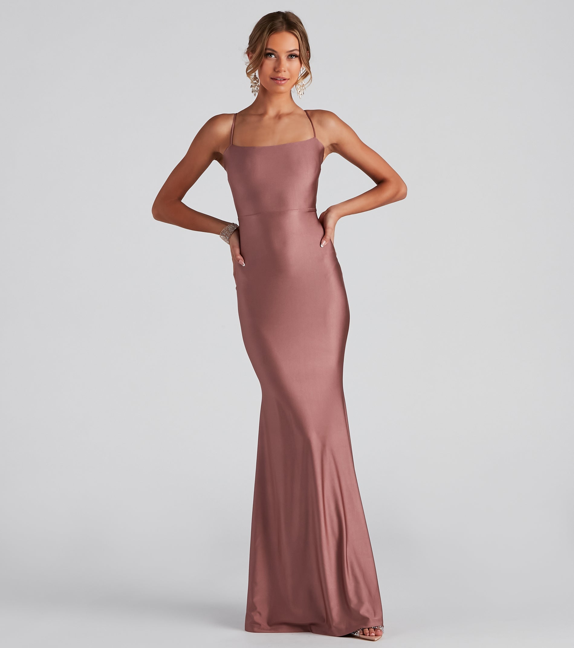 Meadow Formal Open Back Ruffled Dress - ROSE GOLD