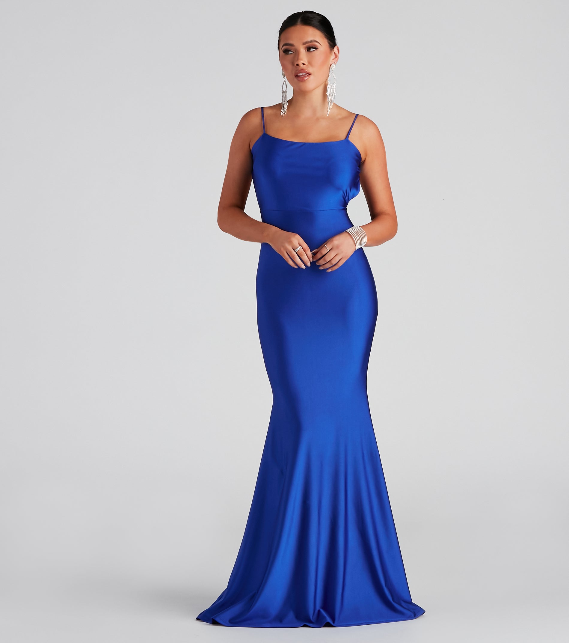 Meadow Formal Open Back Ruffled Dress - ROYAL
