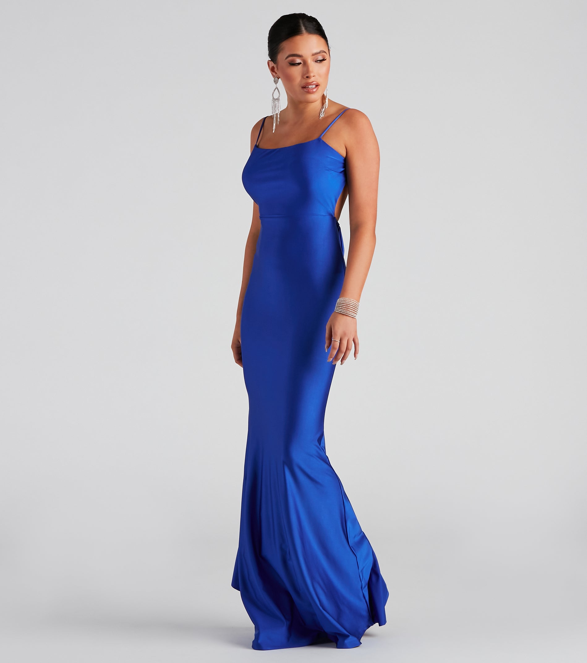 Meadow Formal Open Back Ruffled Dress - ROYAL