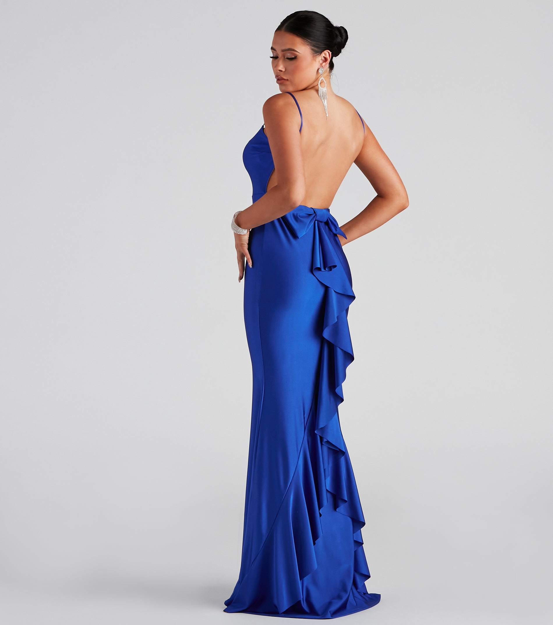 Meadow Formal Open Back Ruffled Dress - ROYAL