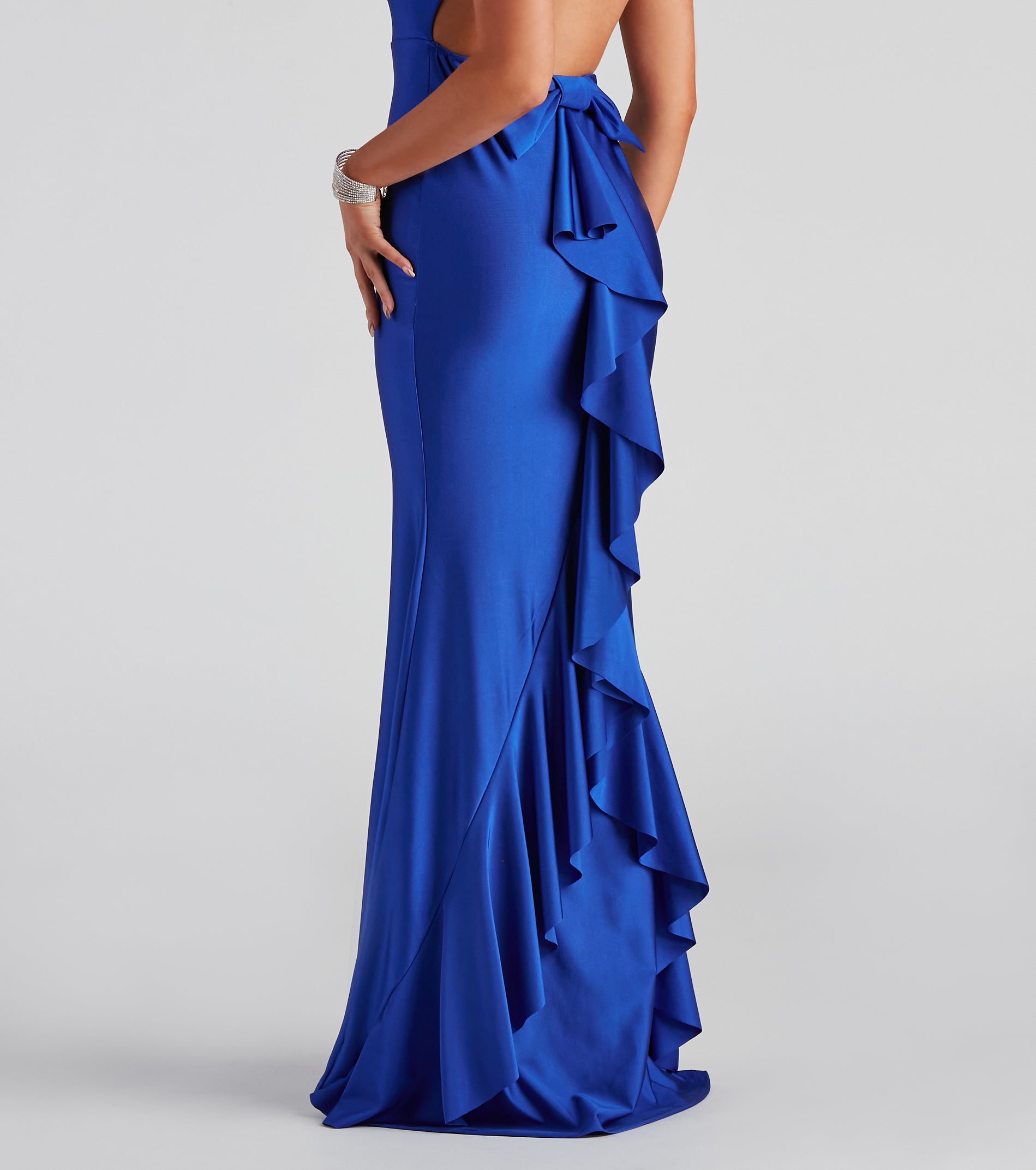 Meadow Formal Open Back Ruffled Dress - ROYAL