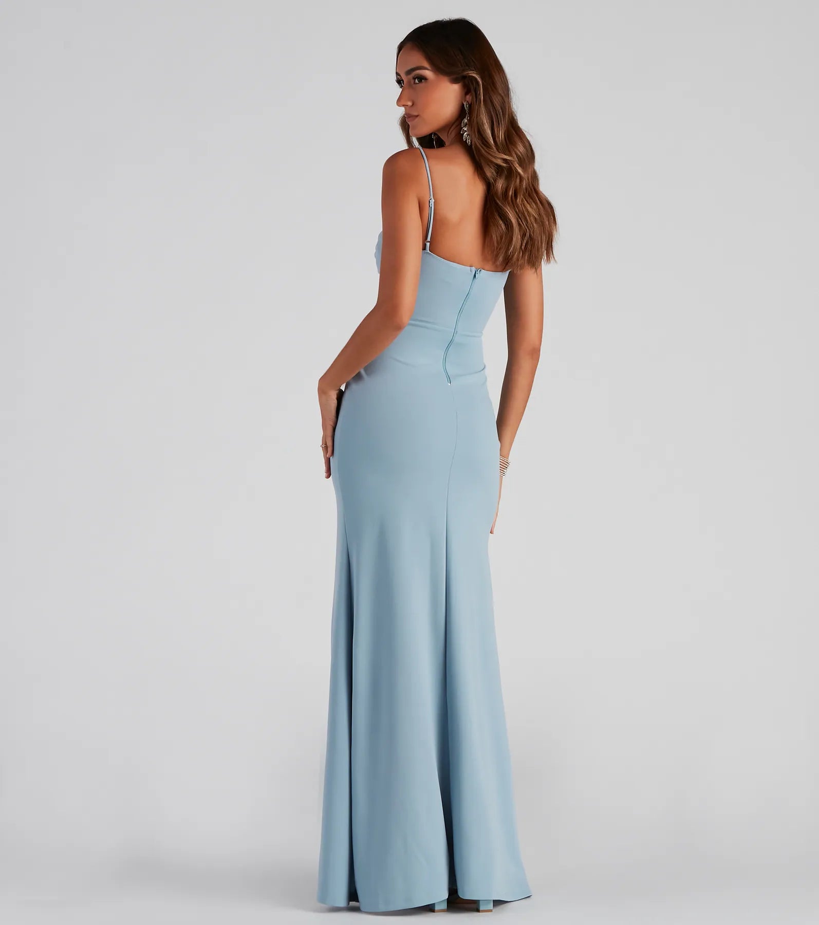 Tillie Formal Corset Crepe Dress - LIGHT BLUE