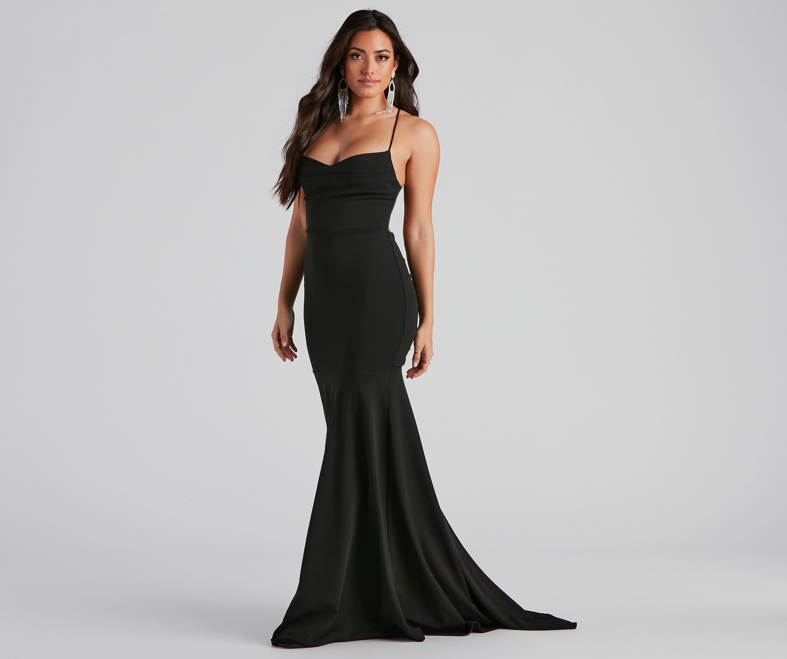 Kaiana Formal Crepe Mermaid Dress - BLACK