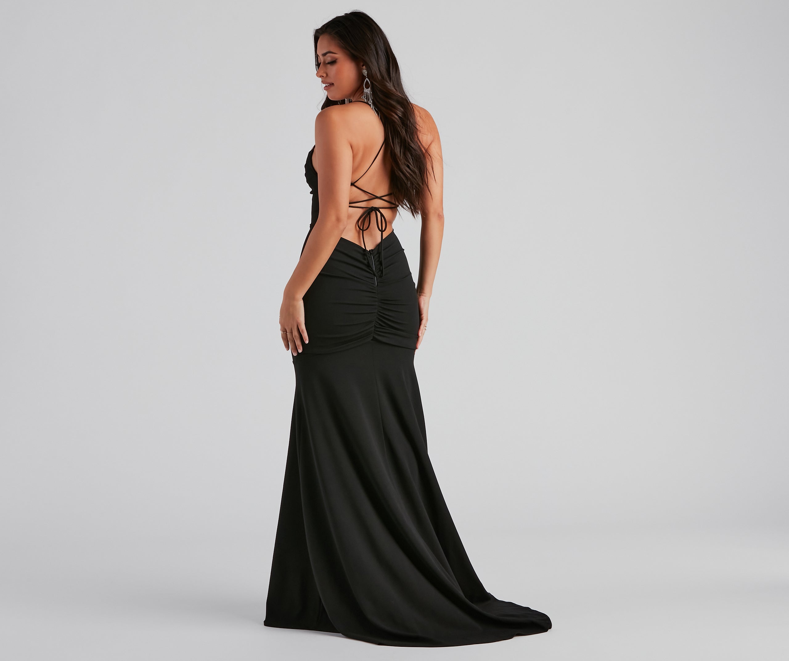 Kaiana Formal Crepe Mermaid Dress - BLACK