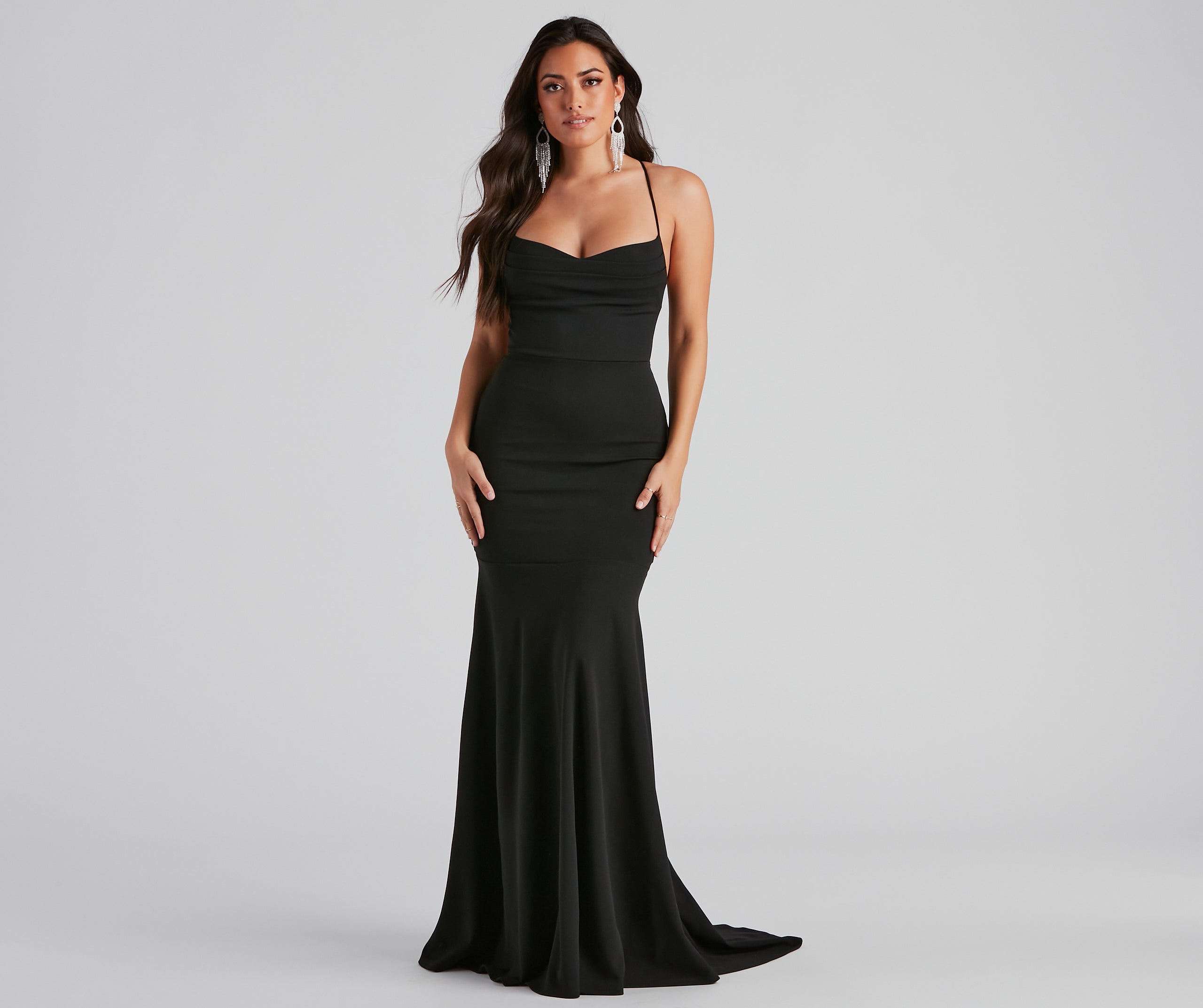 Kaiana Formal Crepe Mermaid Dress - BLACK