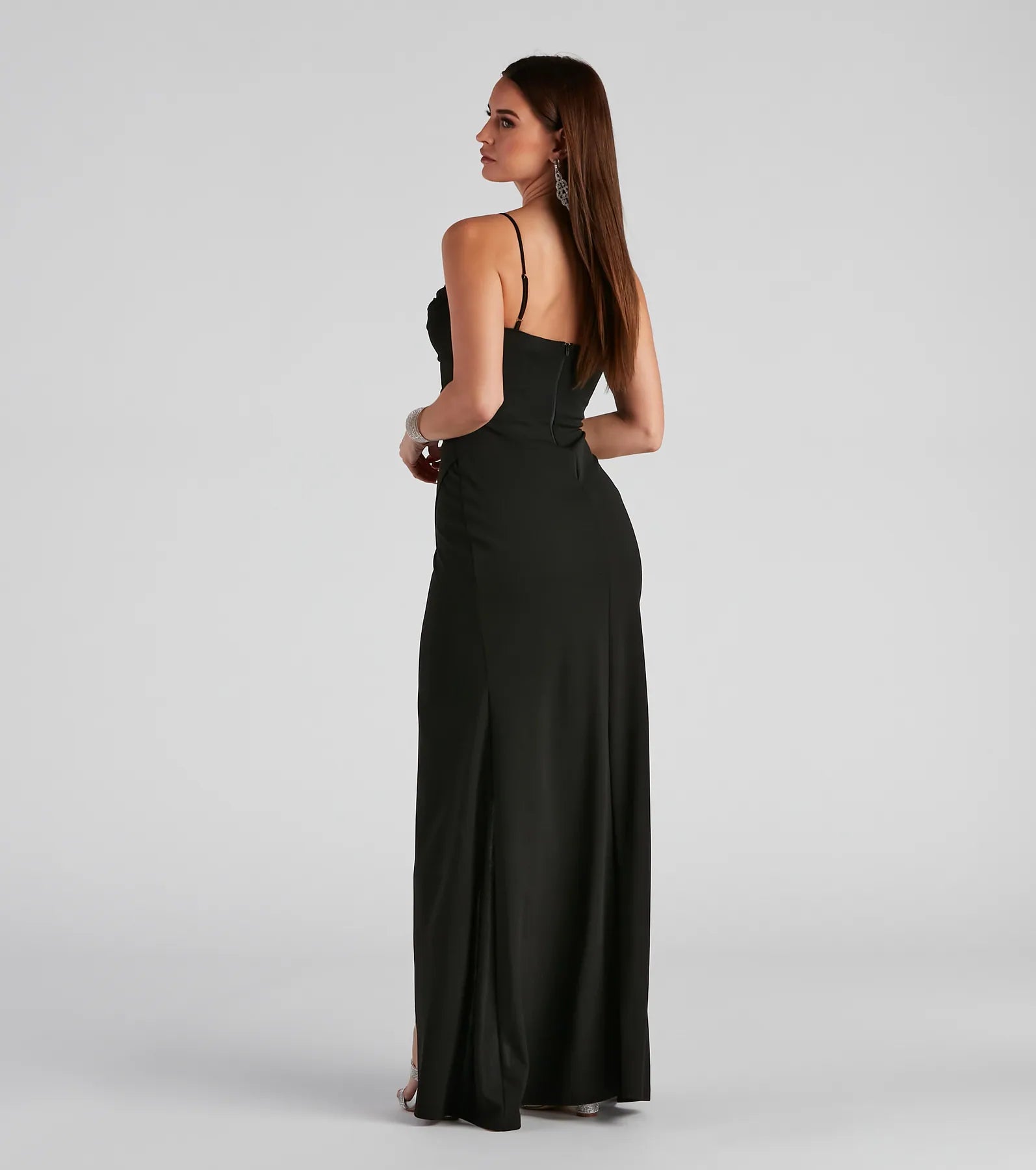 Tillie Formal Corset Crepe Dress - BLACK