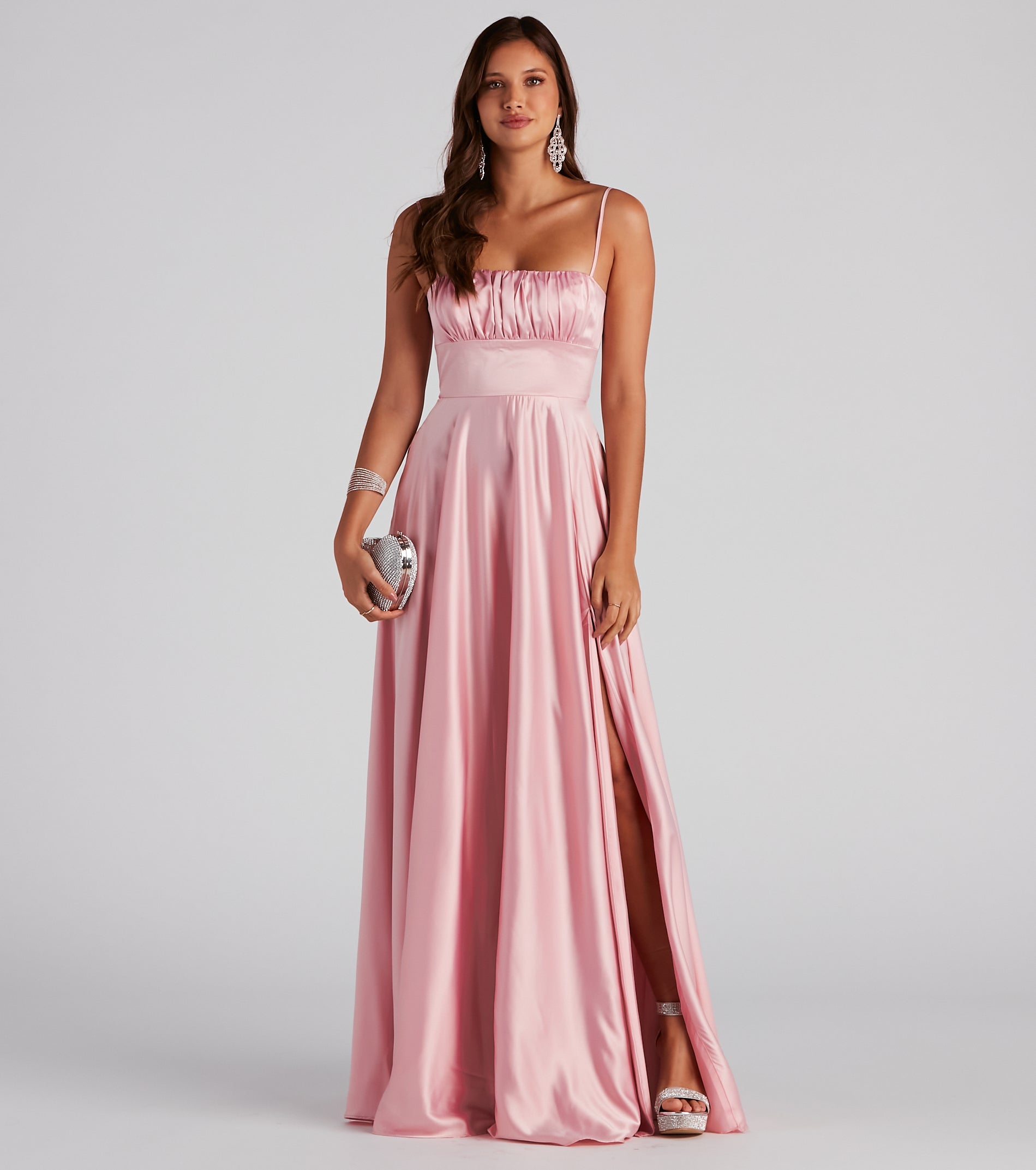 Jenny A-Line Satin Formal Dress - ROSE