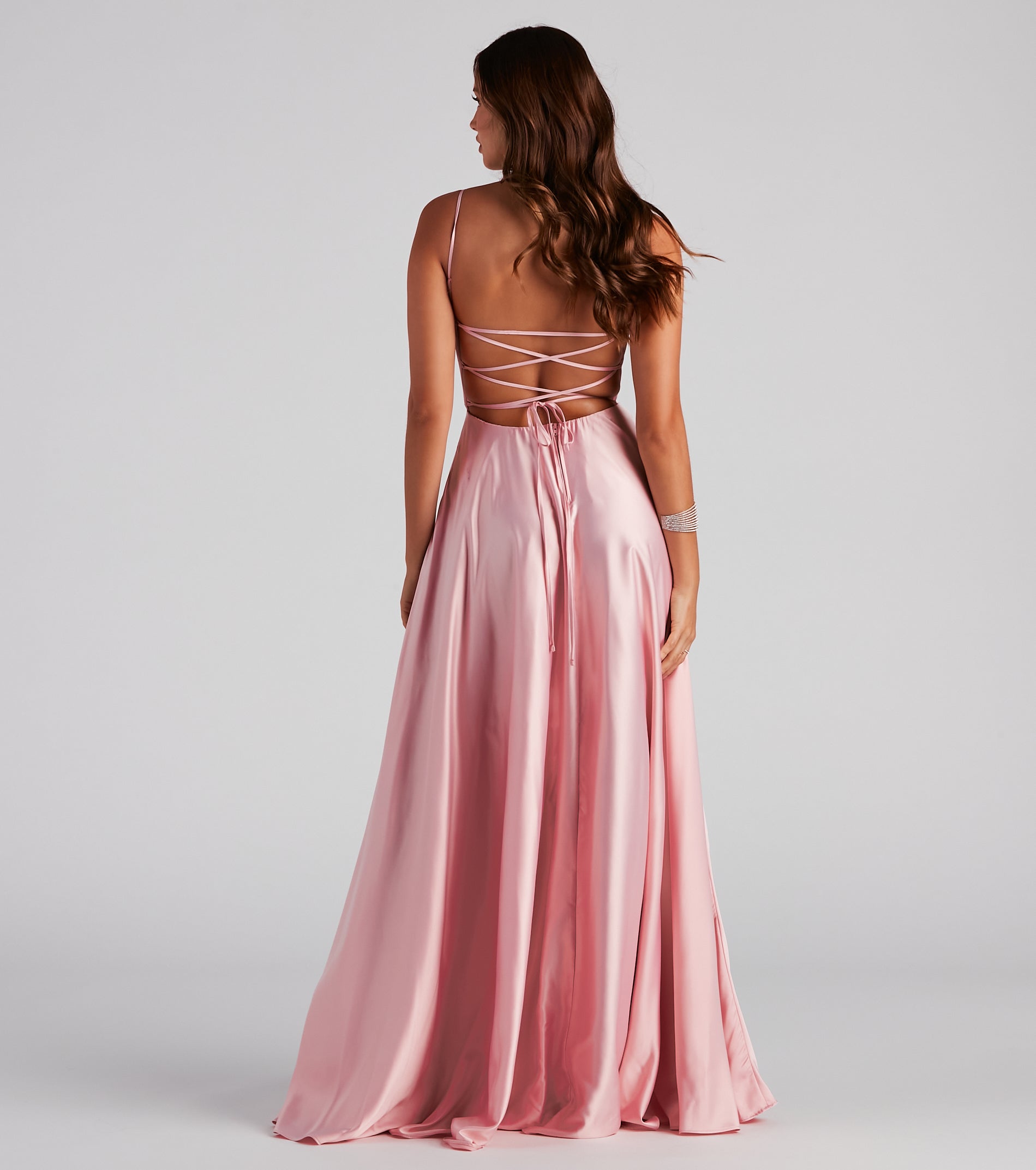 Jenny A-Line Satin Formal Dress - ROSE