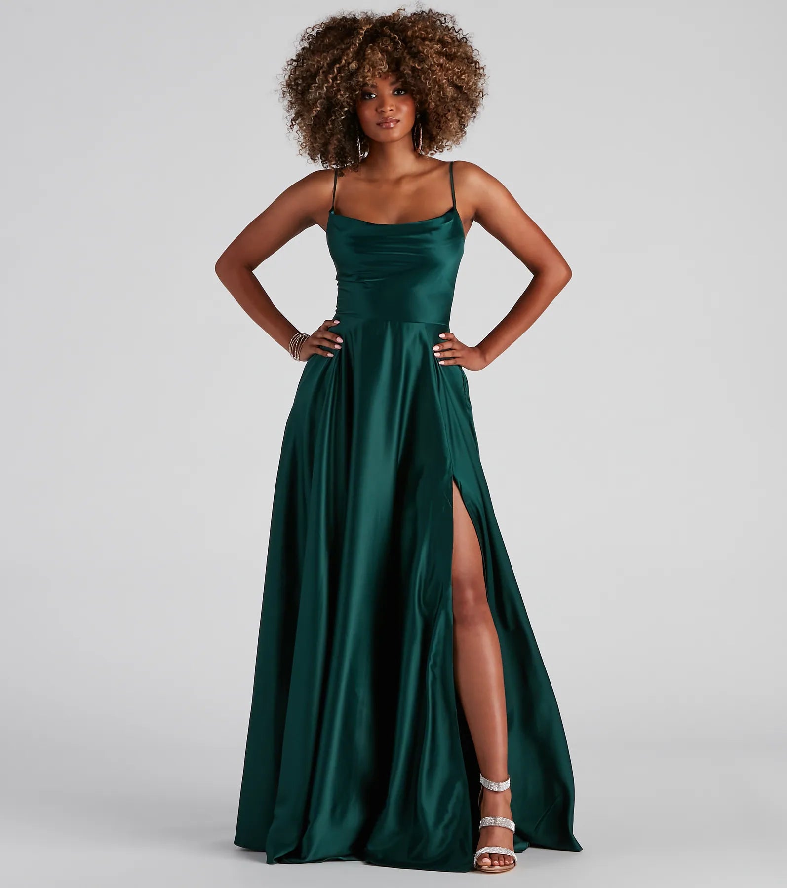 Winslow Formal Satin Lace-Up Dress - HUNTER
