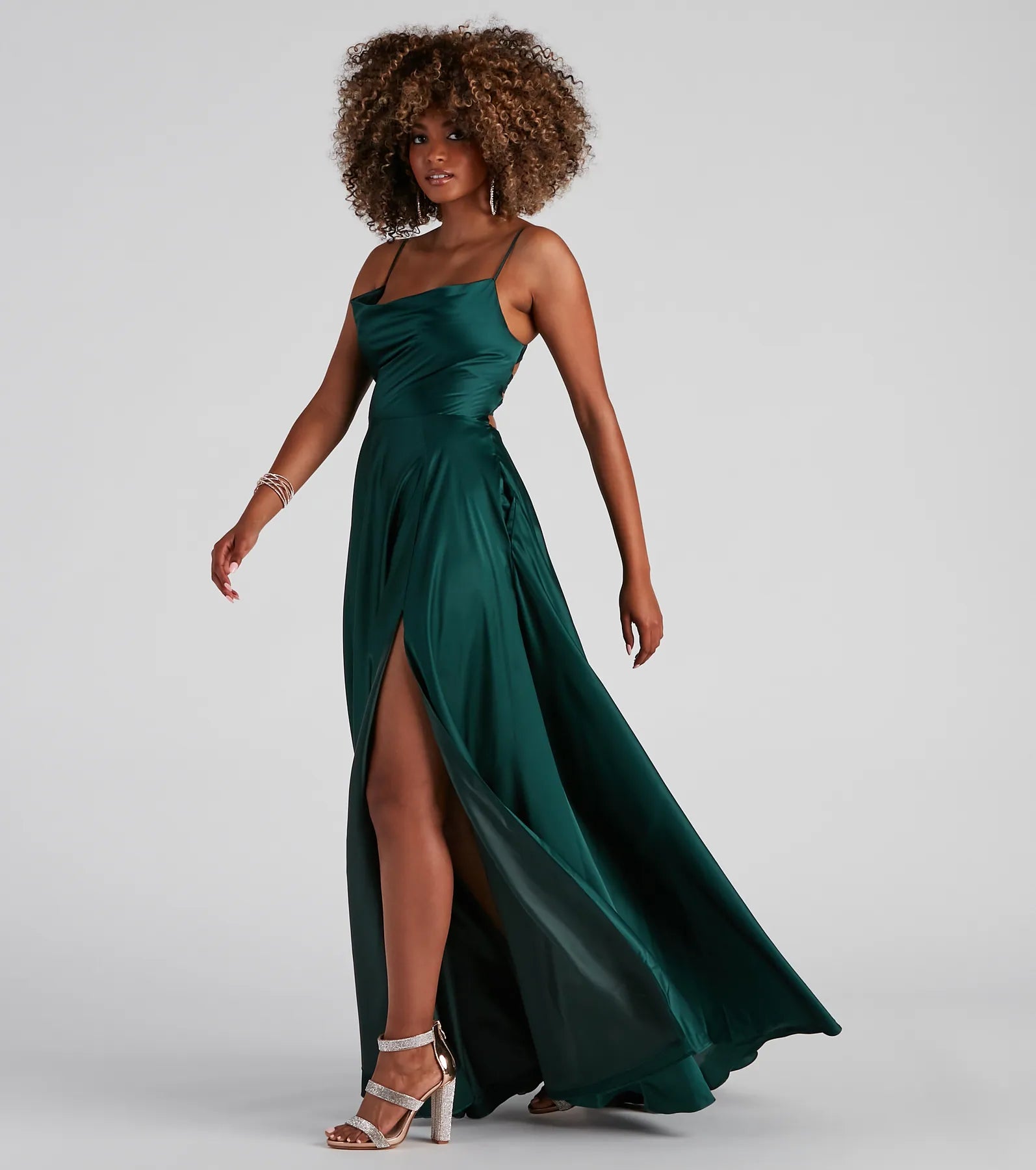 Winslow Formal Satin Lace-Up Dress - HUNTER