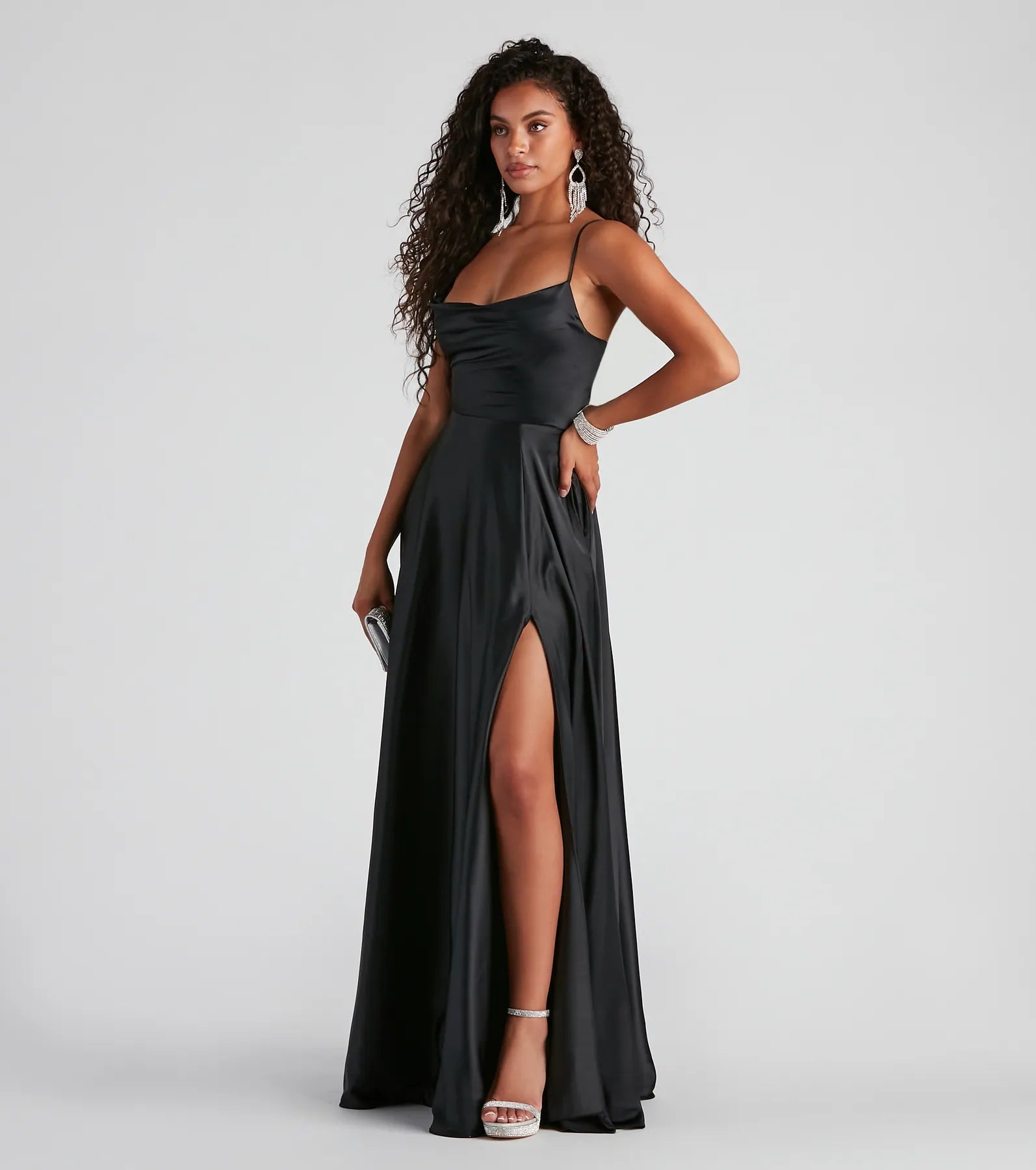 Winslow Formal Satin Lace-Up Dress - BLACK