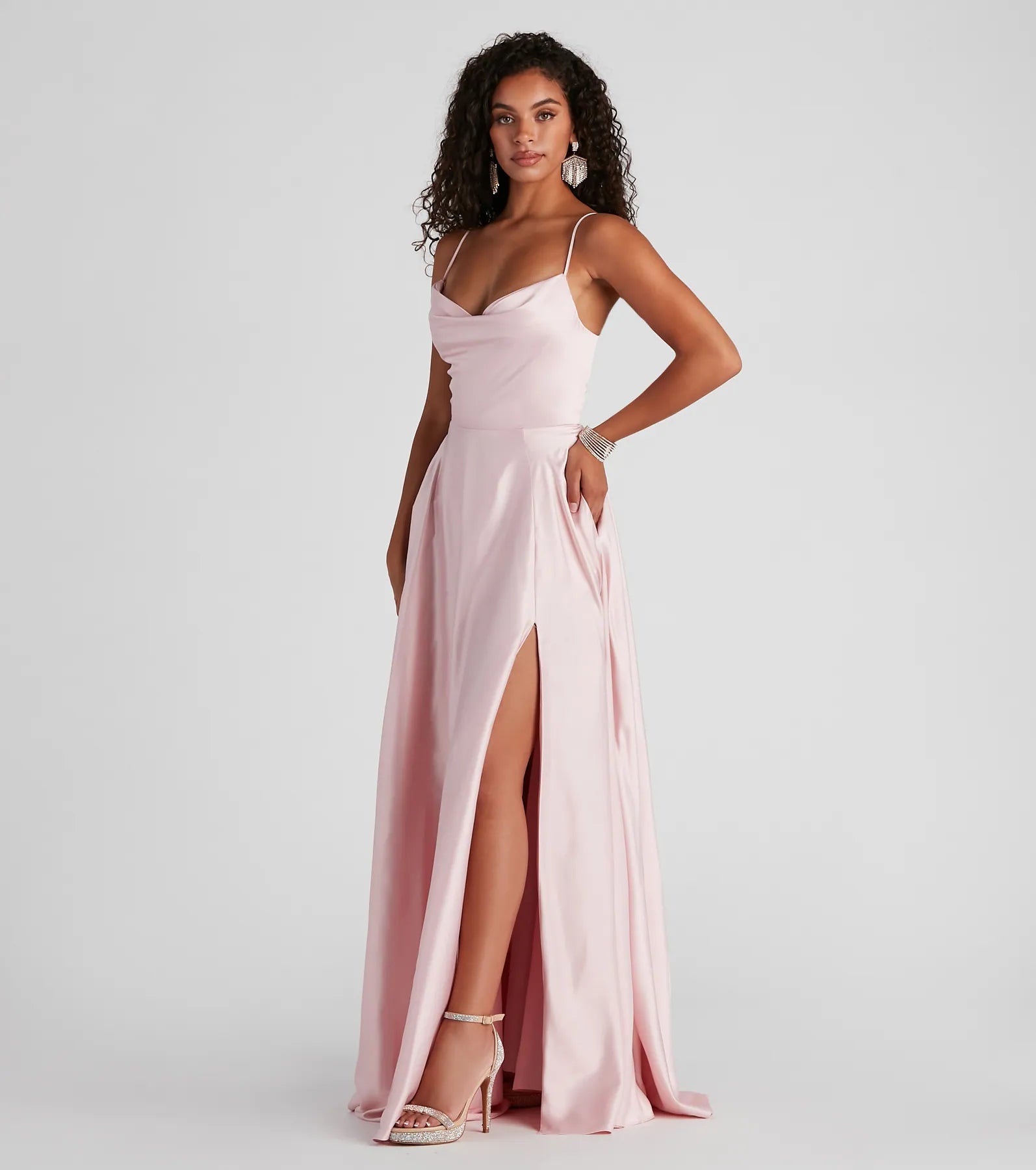 Winslow Formal Satin Lace-Up Dress - ROSE